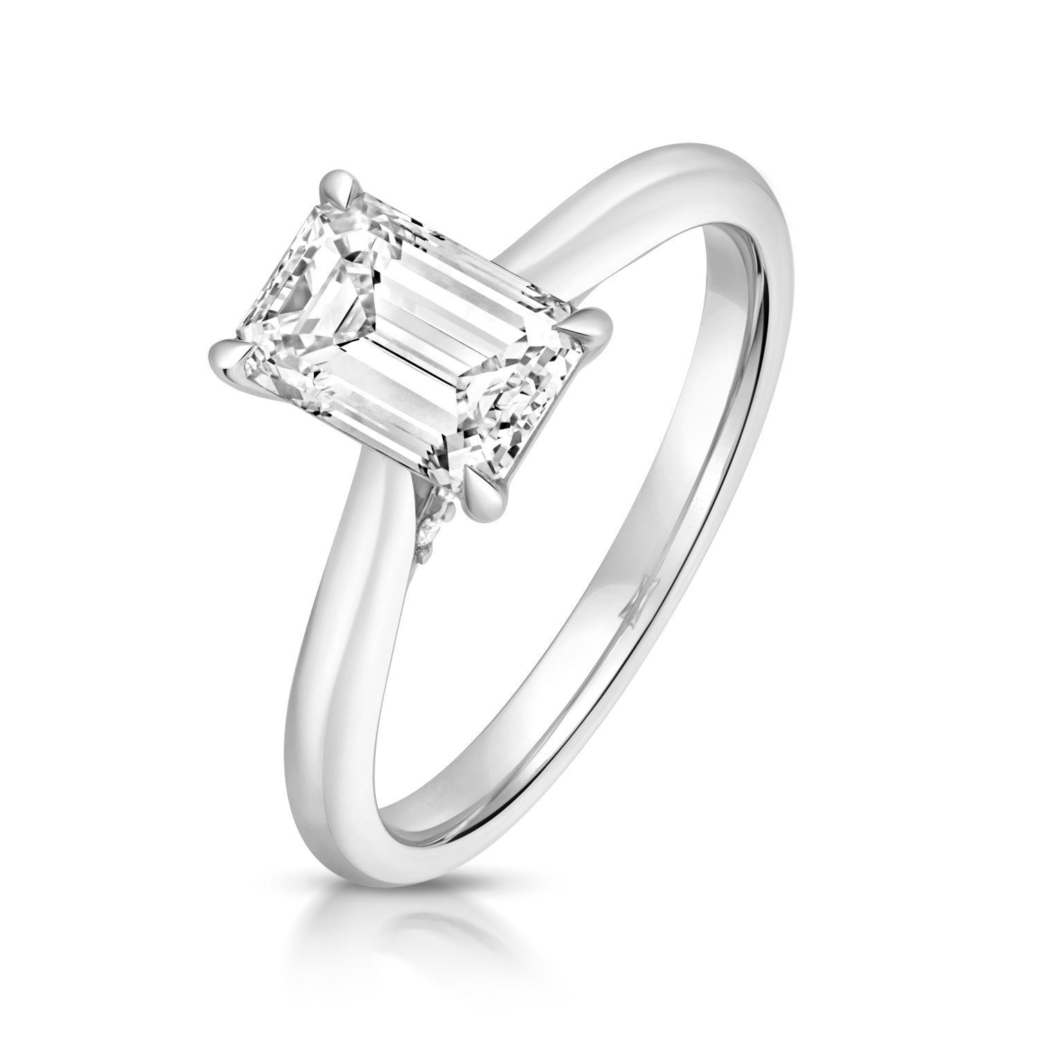 Portman 1.50ct Emerald Cut Lab Grown Diamond Engagement Ring - 18k White Gold