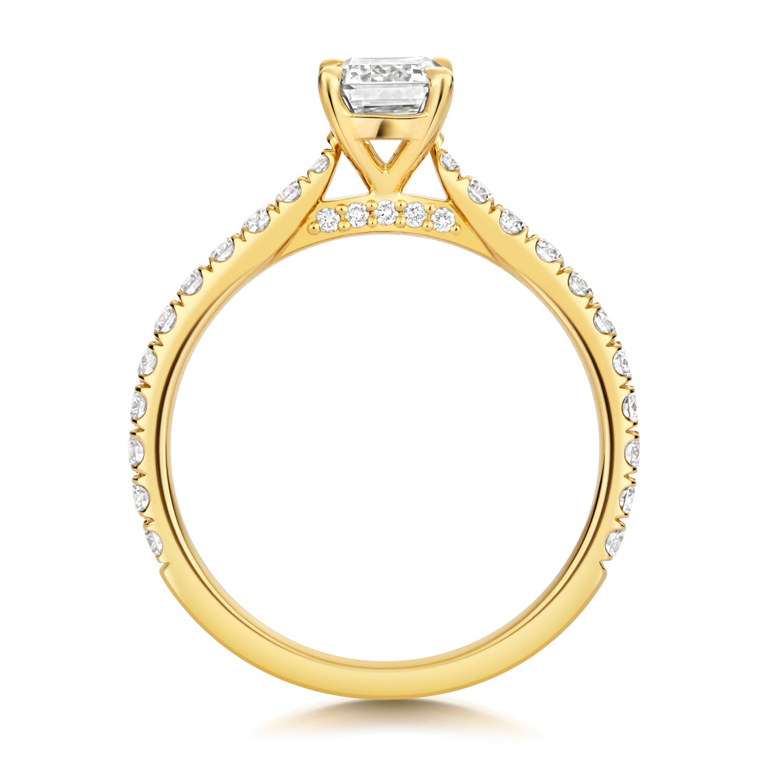 Portman Pavé 1.00ct Emerald Cut Lab Grown Diamond Engagement Ring - 18k Yellow Gold