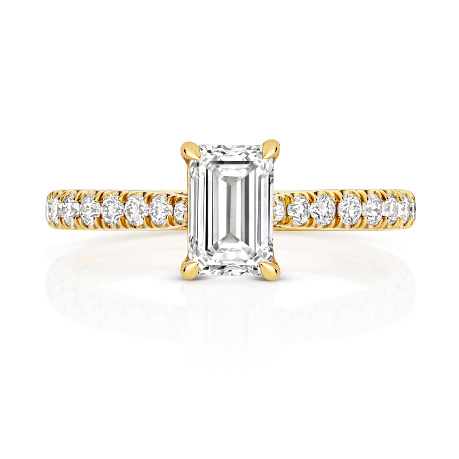 Portman Pavé 1.00ct Emerald Cut Lab Grown Diamond Engagement Ring - 18k Yellow Gold