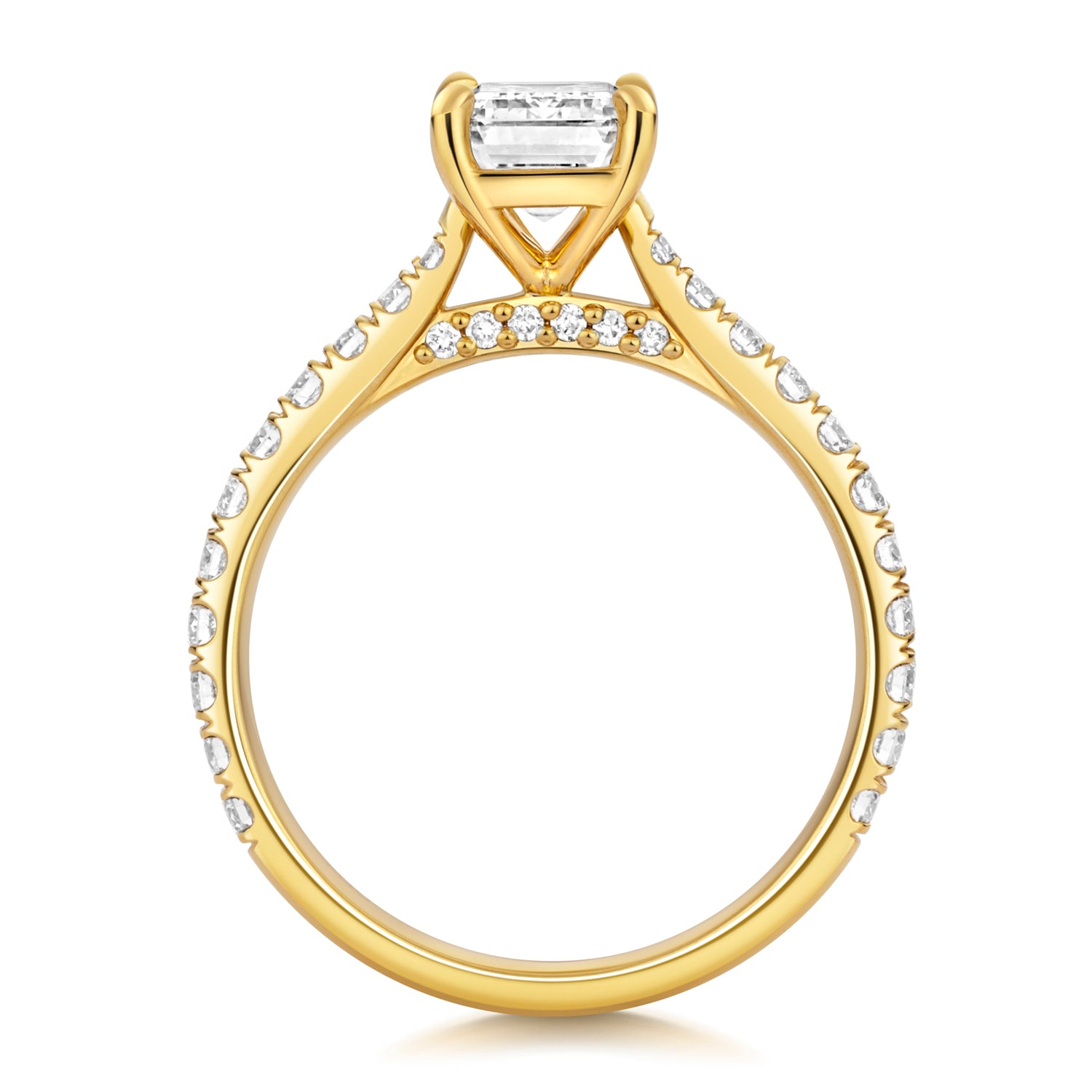 Portman Pavé 1.50ct Emerald Cut Lab Grown Diamond Engagement Ring - 18k Yellow Gold