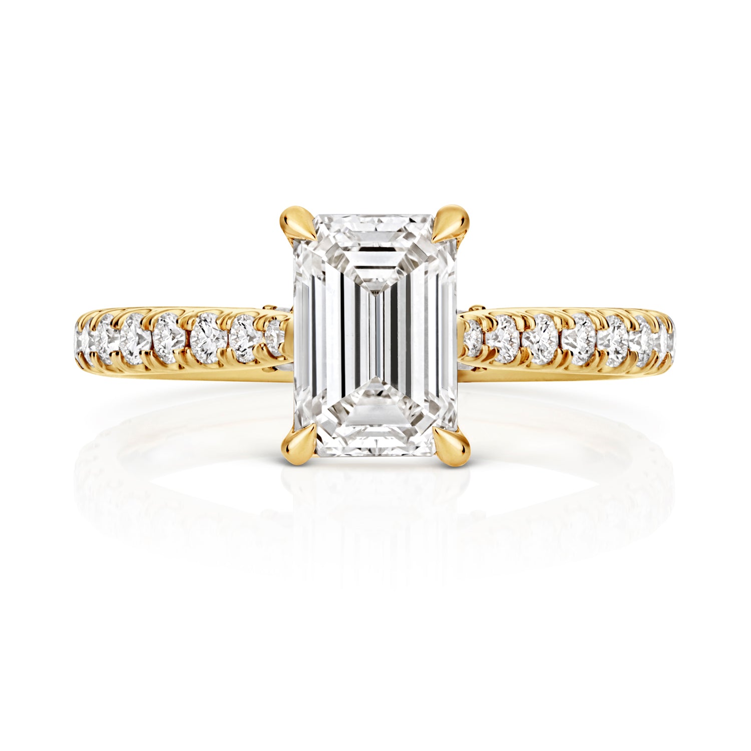 Portman Pavé 1.50ct Emerald Cut Lab Grown Diamond Engagement Ring - 18k Yellow Gold