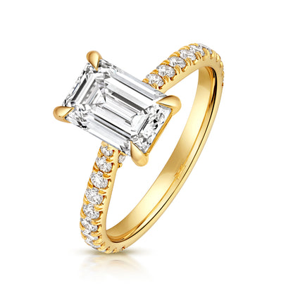 Portman Pavé 2.00ct Emerald Cut Lab Grown Diamond Engagement Ring - 18k Yellow Gold