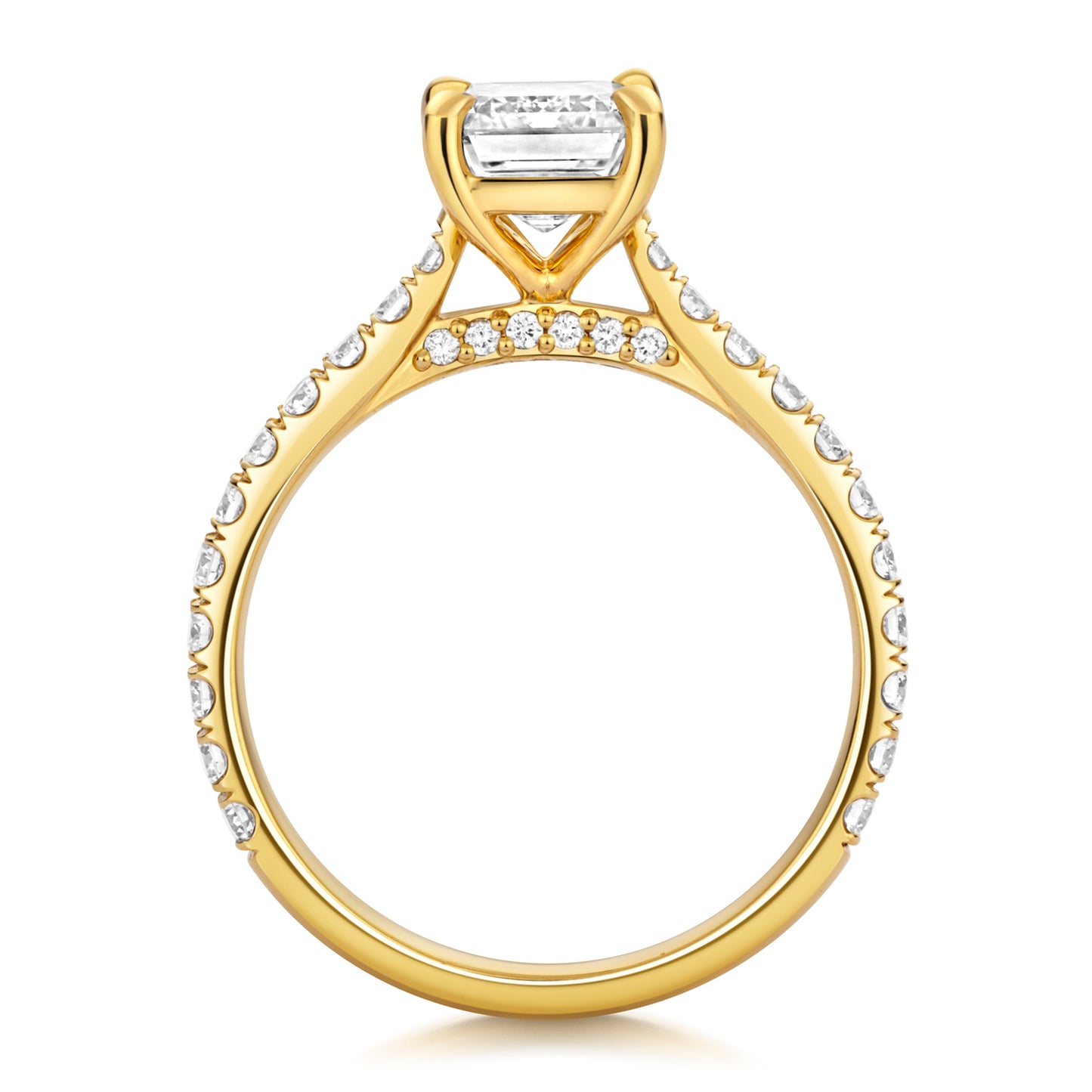 Portman Pavé 2.00ct Emerald Cut Lab Grown Diamond Engagement Ring - 18k Yellow Gold