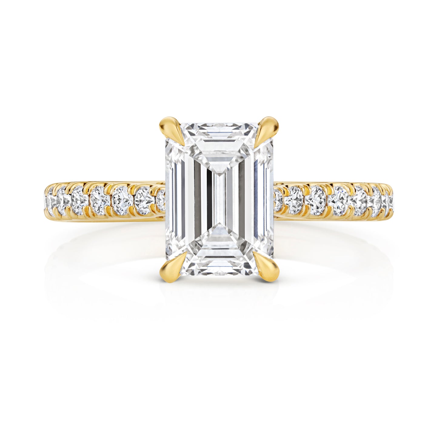 Portman Pavé 2.00ct Emerald Cut Lab Grown Diamond Engagement Ring - 18k Yellow Gold