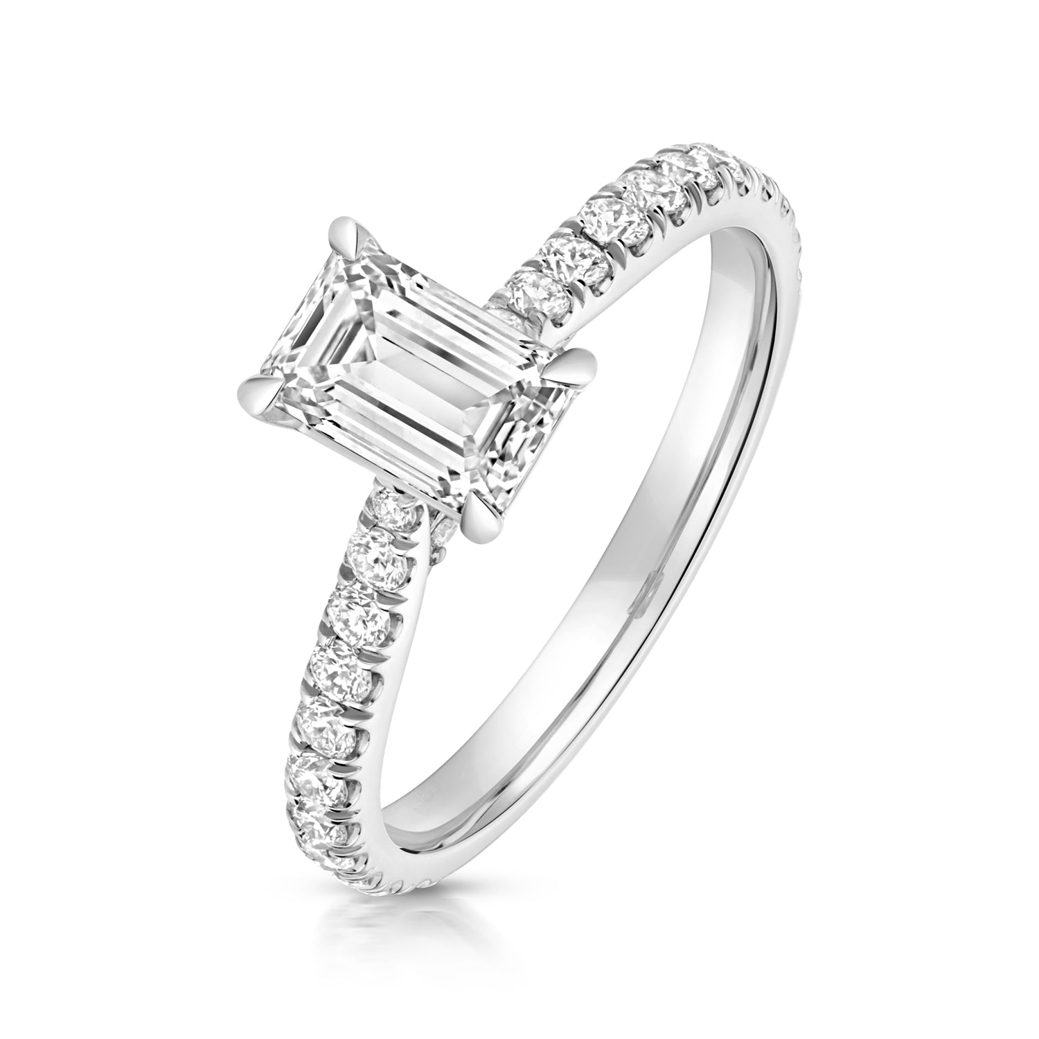 Portman Pavé 1.00ct Emerald Cut Lab Grown Diamond Engagement Ring - Platinum