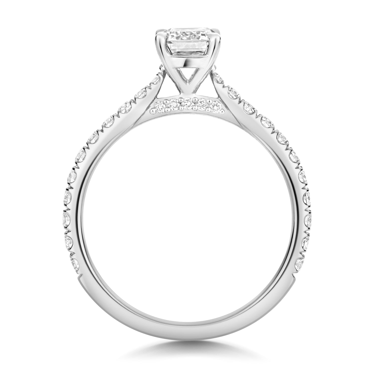 Portman Pavé 1.00ct Emerald Cut Lab Grown Diamond Engagement Ring - Platinum