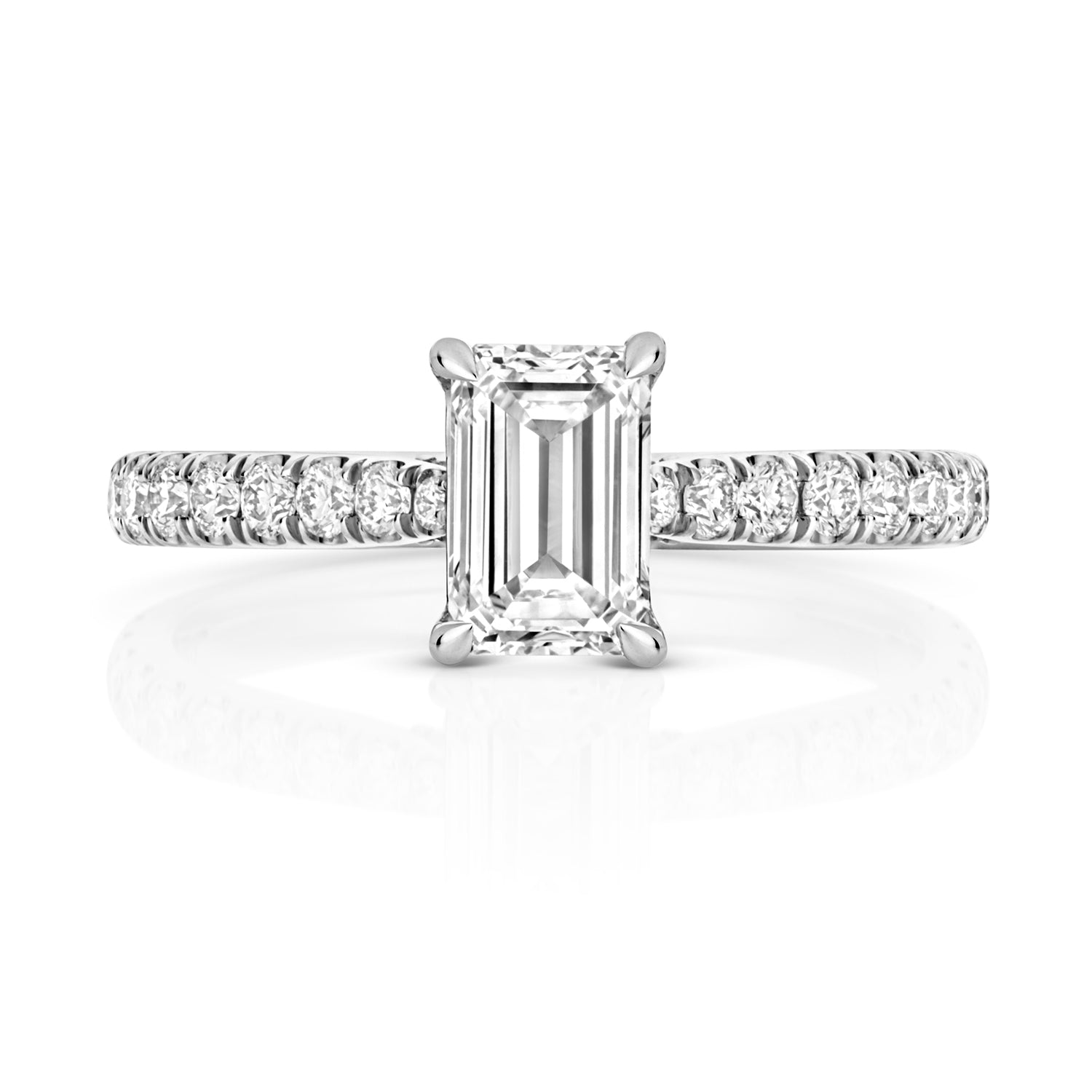 Portman Pavé 1.00ct Emerald Cut Lab Grown Diamond Engagement Ring - Platinum