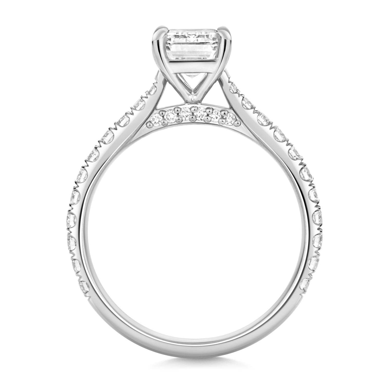 Portman Pavé 1.50ct Emerald Cut Lab Grown Diamond Engagement Ring - 18k White Gold
