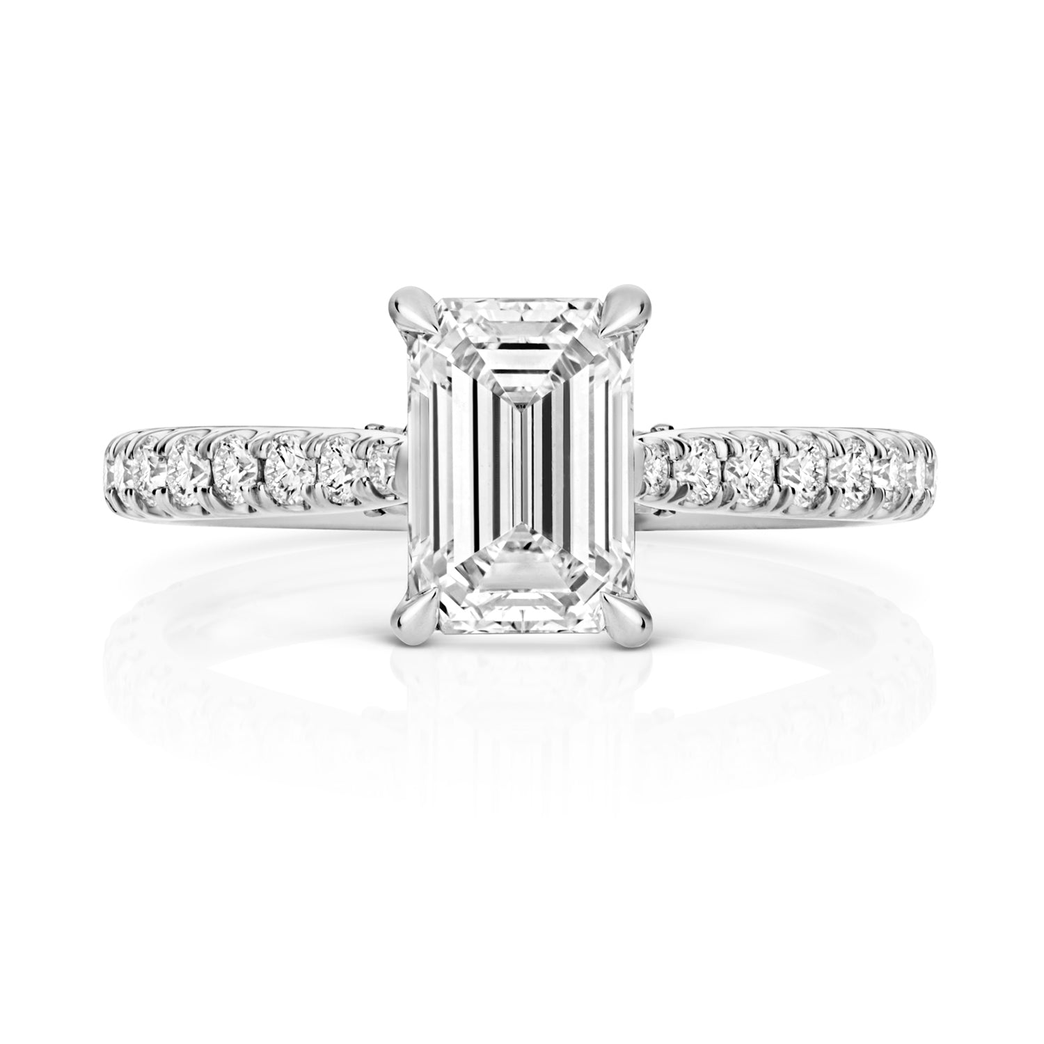 Portman Pavé 1.50ct Emerald Cut Lab Grown Diamond Engagement Ring - 18k White Gold
