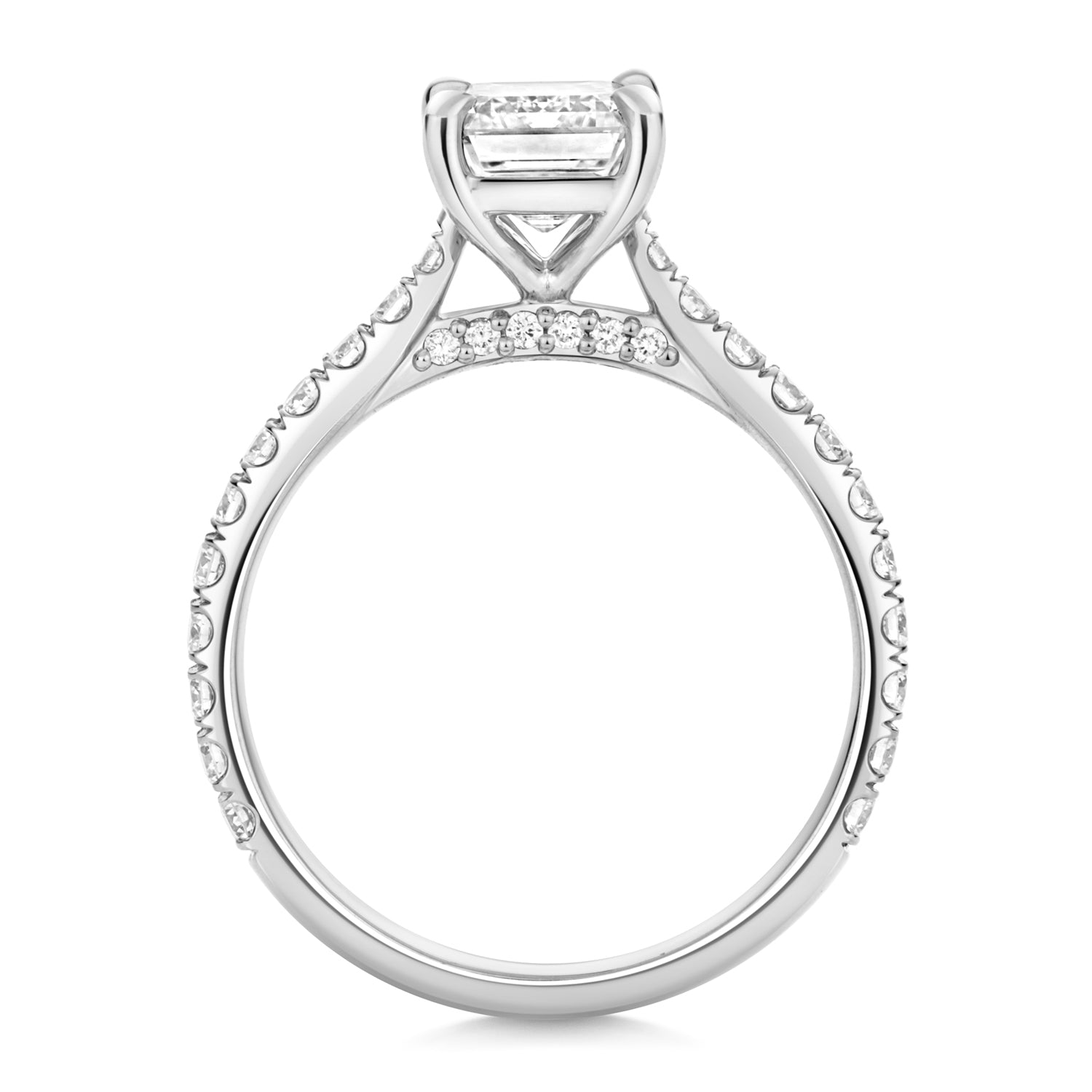 Portman Pavé 2.00ct Emerald Cut Lab Grown Diamond Engagement Ring - Platinum