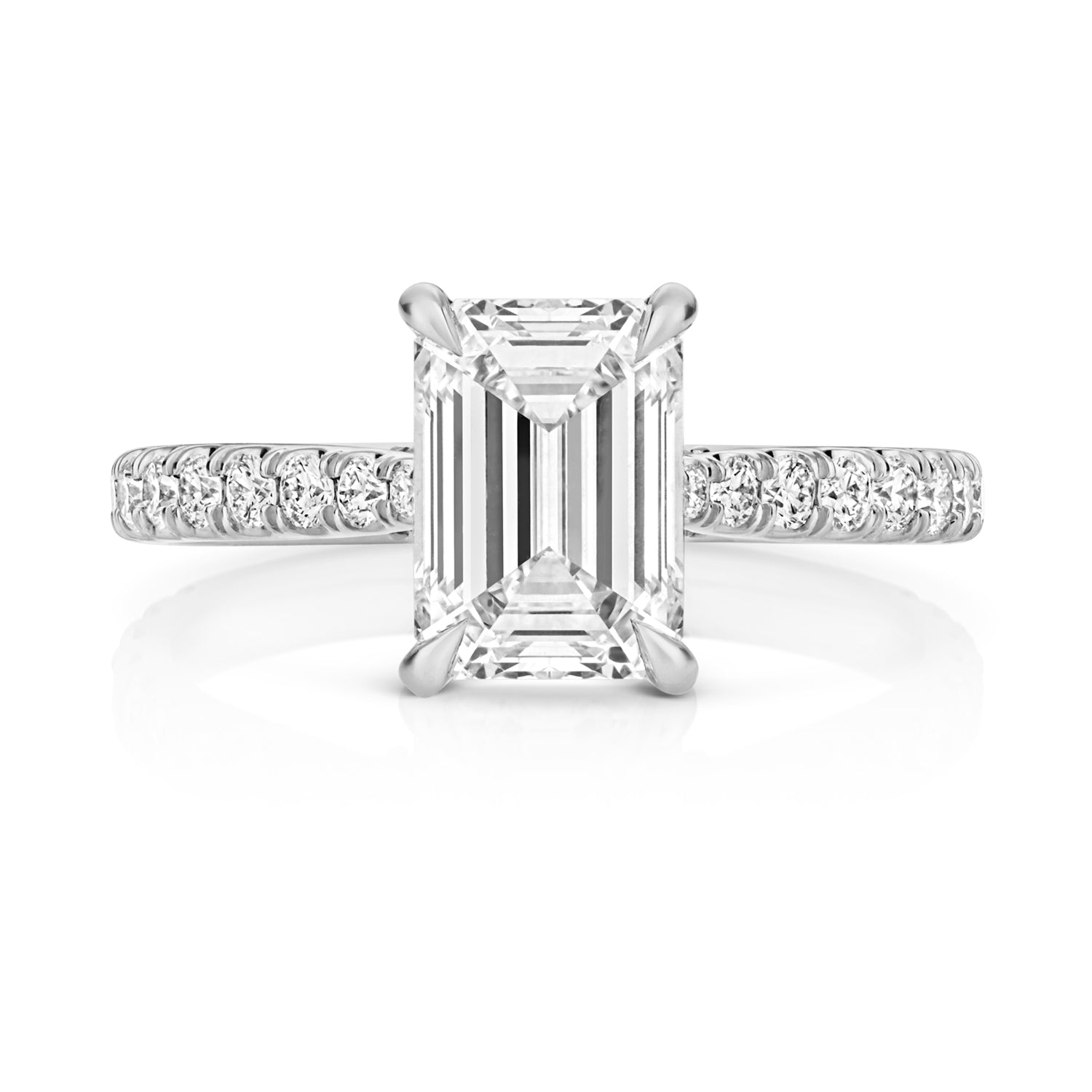 Portman Pavé 2.00ct Emerald Cut Lab Grown Diamond Engagement Ring - Platinum