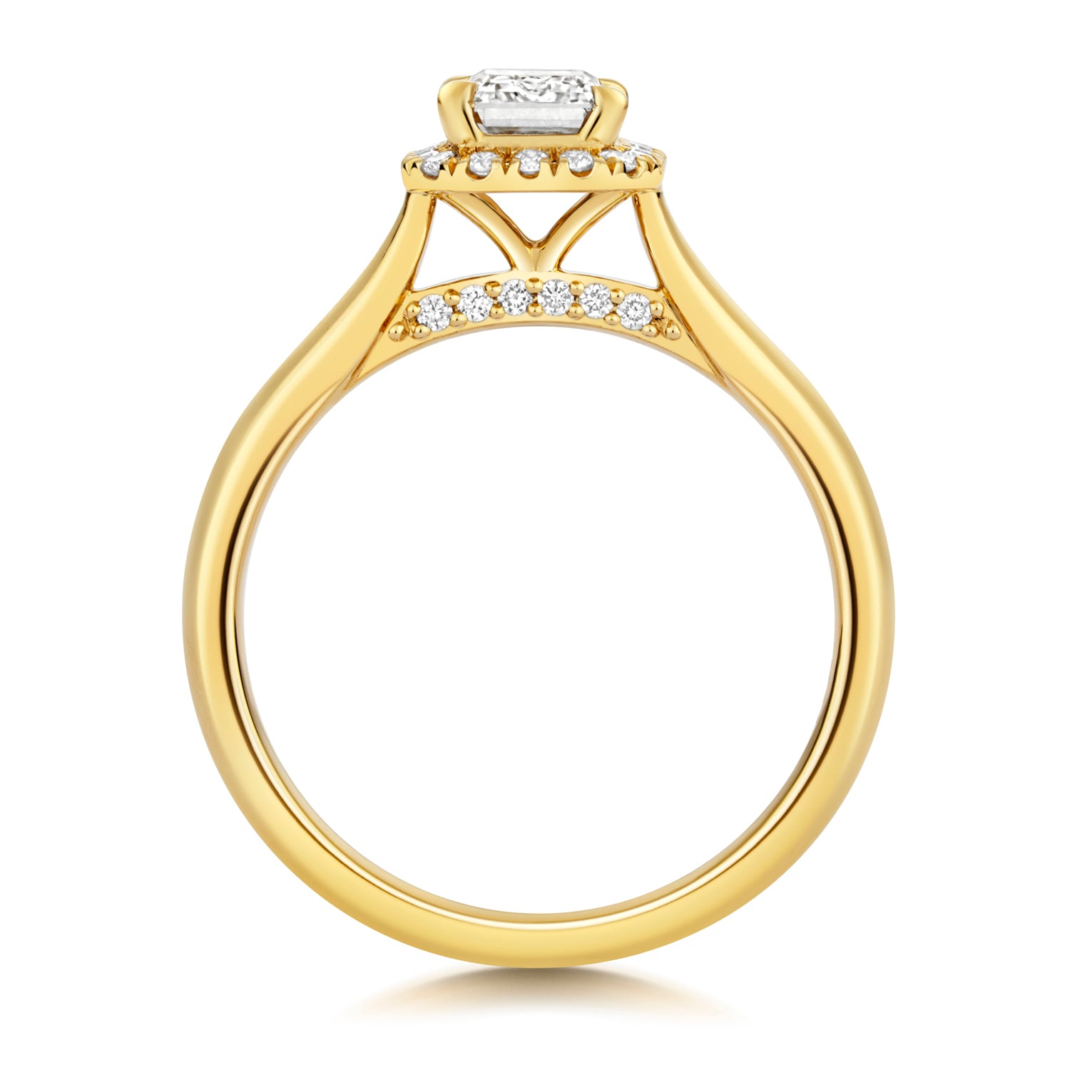 Portman Halo 1.00ct Emerald Cut Lab Grown Diamond Engagement Ring - 18k Yellow Gold