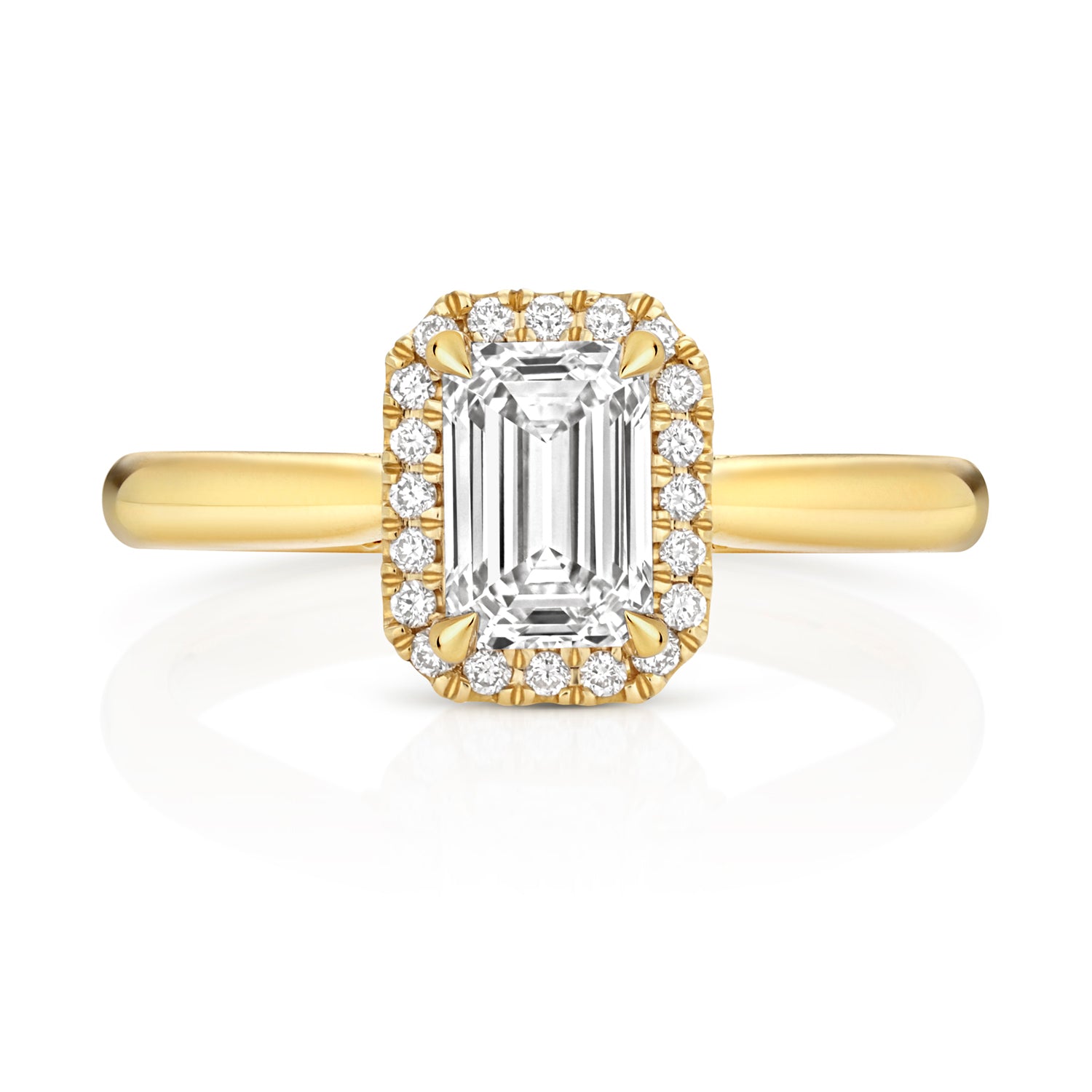 Portman Halo 1.00ct Emerald Cut Lab Grown Diamond Engagement Ring - 18k Yellow Gold