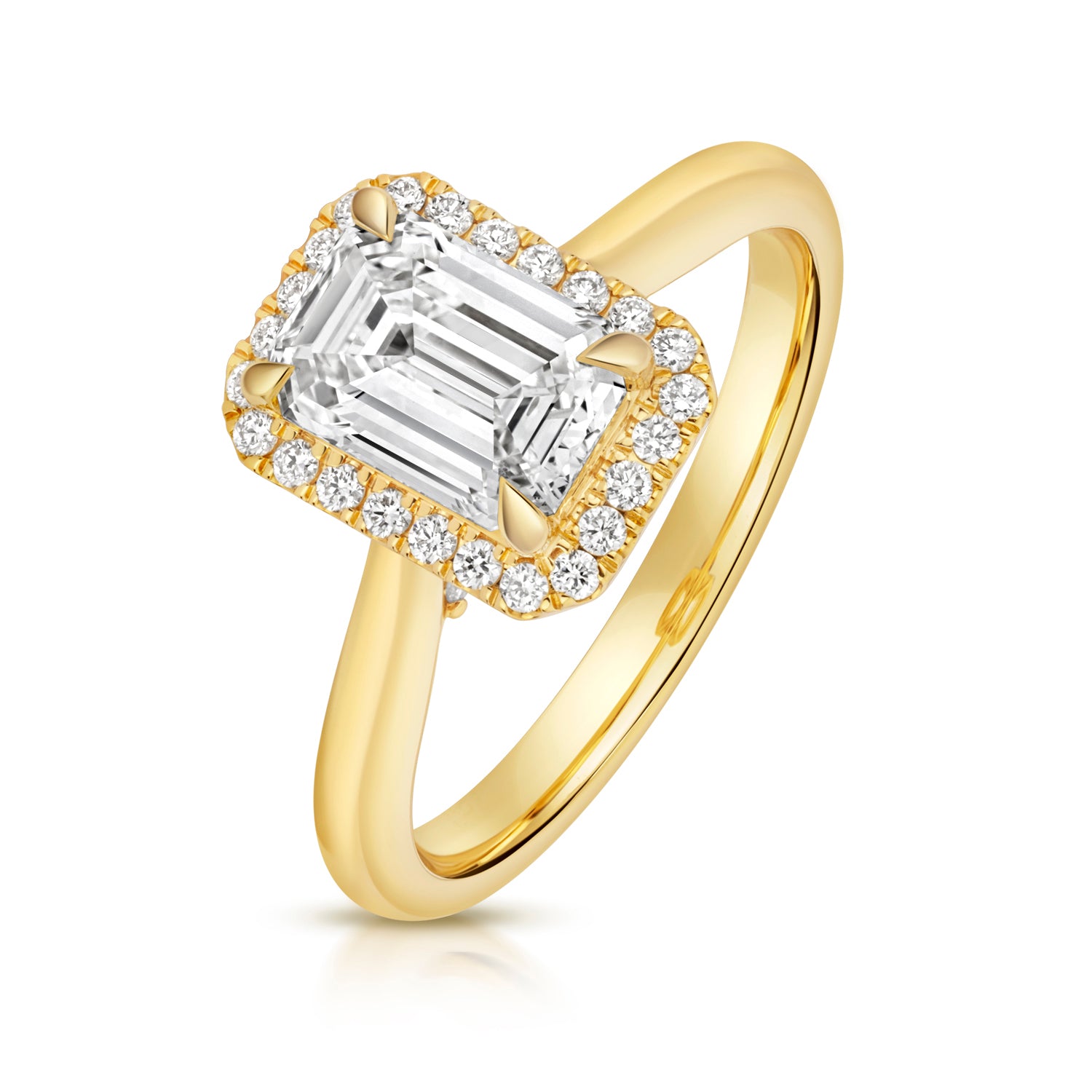 Portman Halo 1.50ct Emerald Cut Lab Grown Diamond Engagement Ring - 18k Yellow Gold
