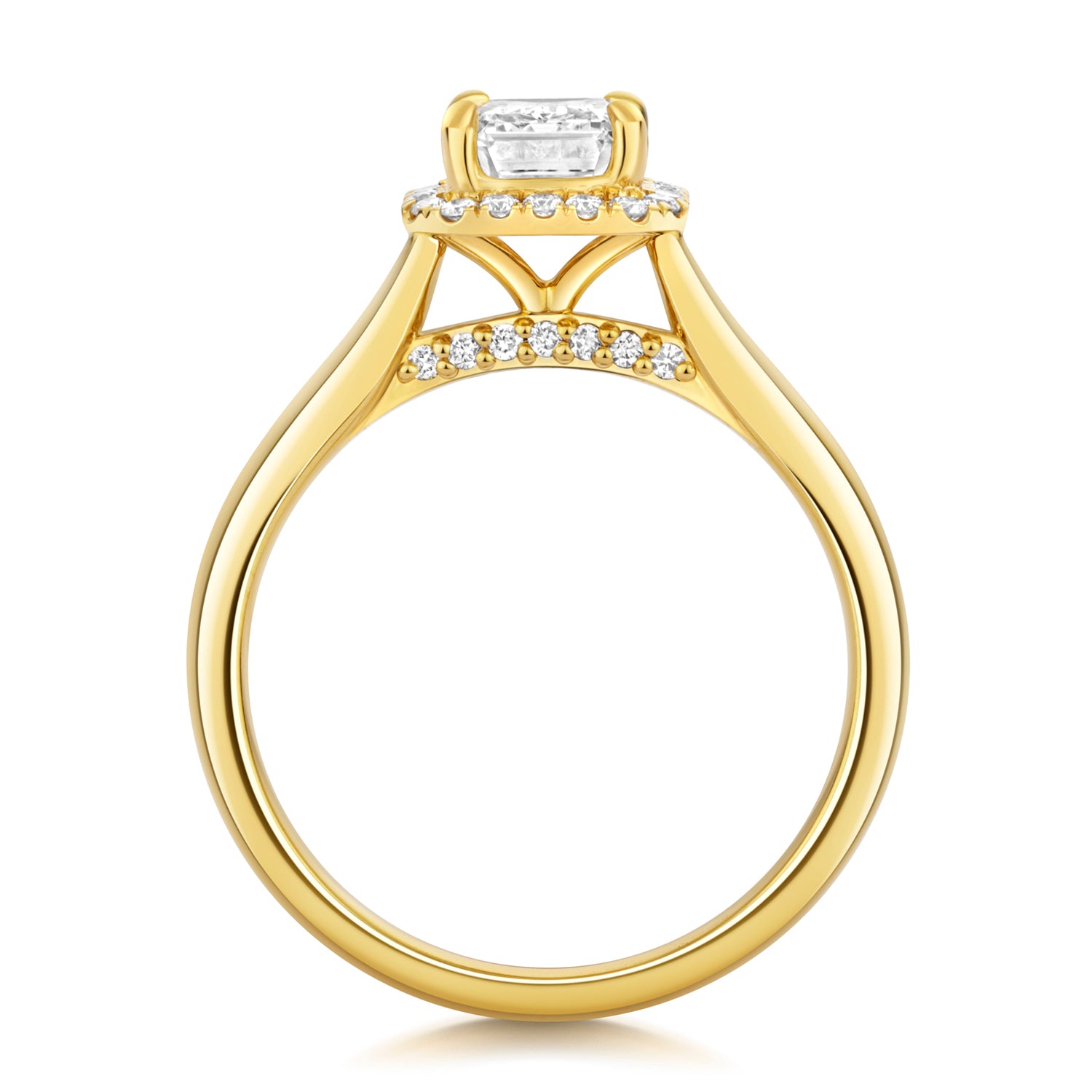 Portman Halo 1.50ct Emerald Cut Lab Grown Diamond Engagement Ring - 18k Yellow Gold