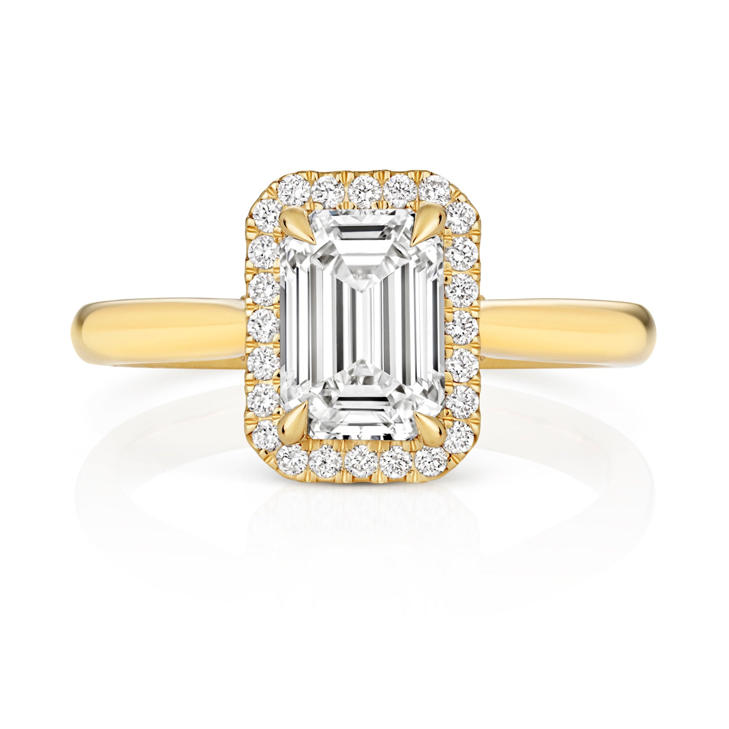 Portman Halo 1.50ct Emerald Cut Lab Grown Diamond Engagement Ring - 18k Yellow Gold