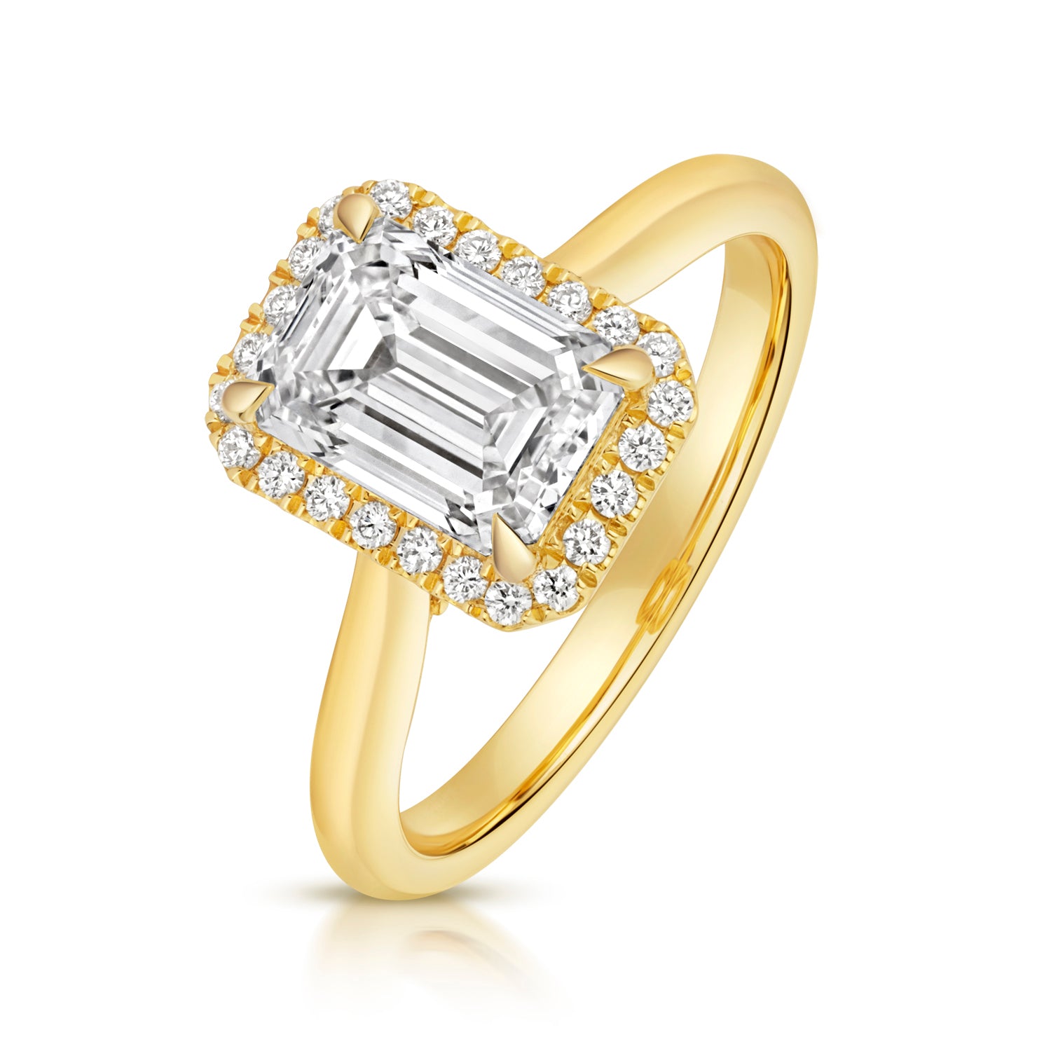 Portman Halo 2.00ct Emerald Cut Lab Grown Diamond Engagement Ring - 18k Yellow Gold