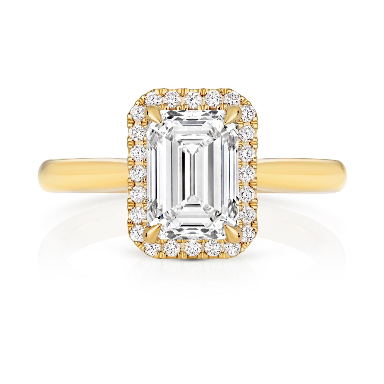 Portman Halo 2.00ct Emerald Cut Lab Grown Diamond Engagement Ring - 18k Yellow Gold