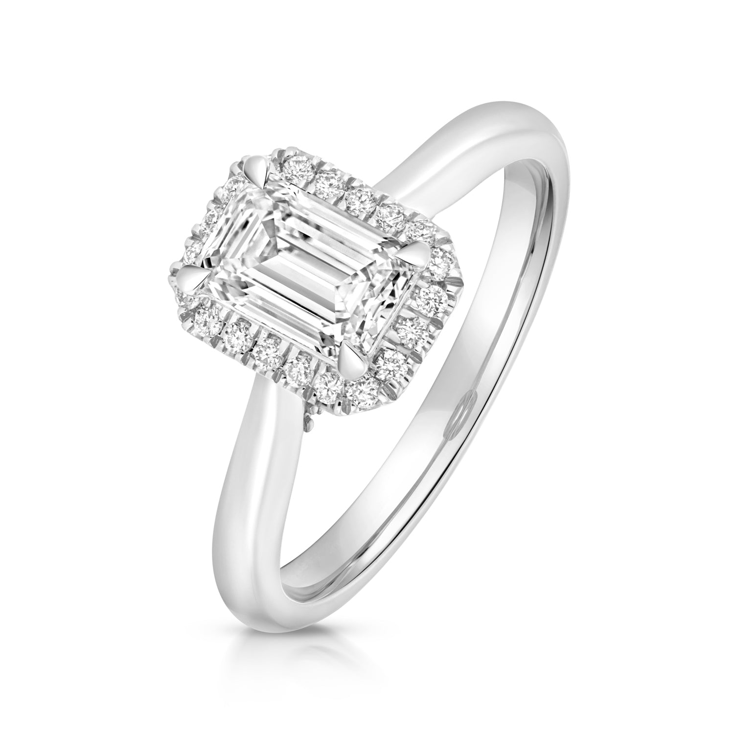 Portman Halo 1.00ct Emerald Cut Lab Grown Diamond Engagement Ring - Platinum