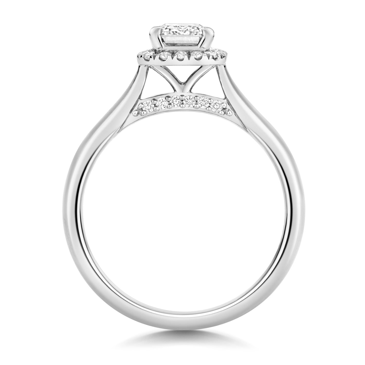 Portman Halo 1.00ct Emerald Cut Lab Grown Diamond Engagement Ring - Platinum