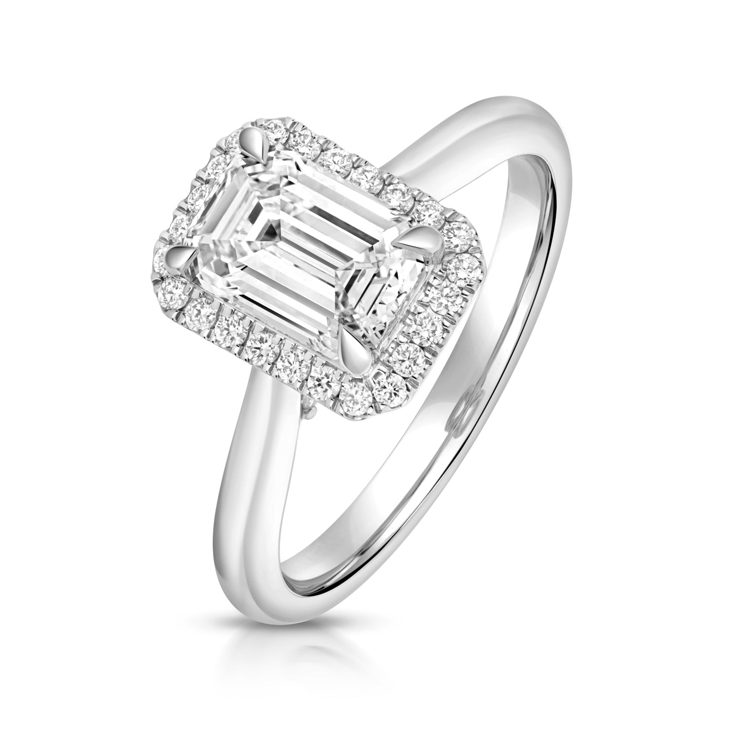 Portman Halo 1.50ct Emerald Cut Lab Grown Diamond Engagement Ring - 18k White Gold