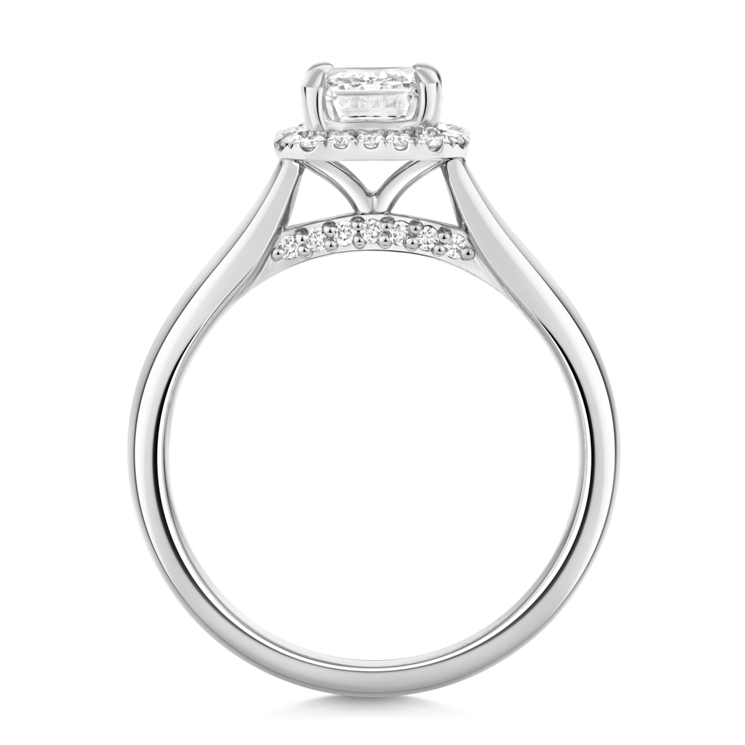 Portman Halo 1.50ct Emerald Cut Lab Grown Diamond Engagement Ring - 18k White Gold