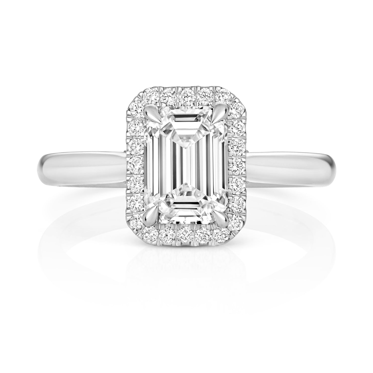 Portman Halo 1.50ct Emerald Cut Lab Grown Diamond Engagement Ring - 18k White Gold
