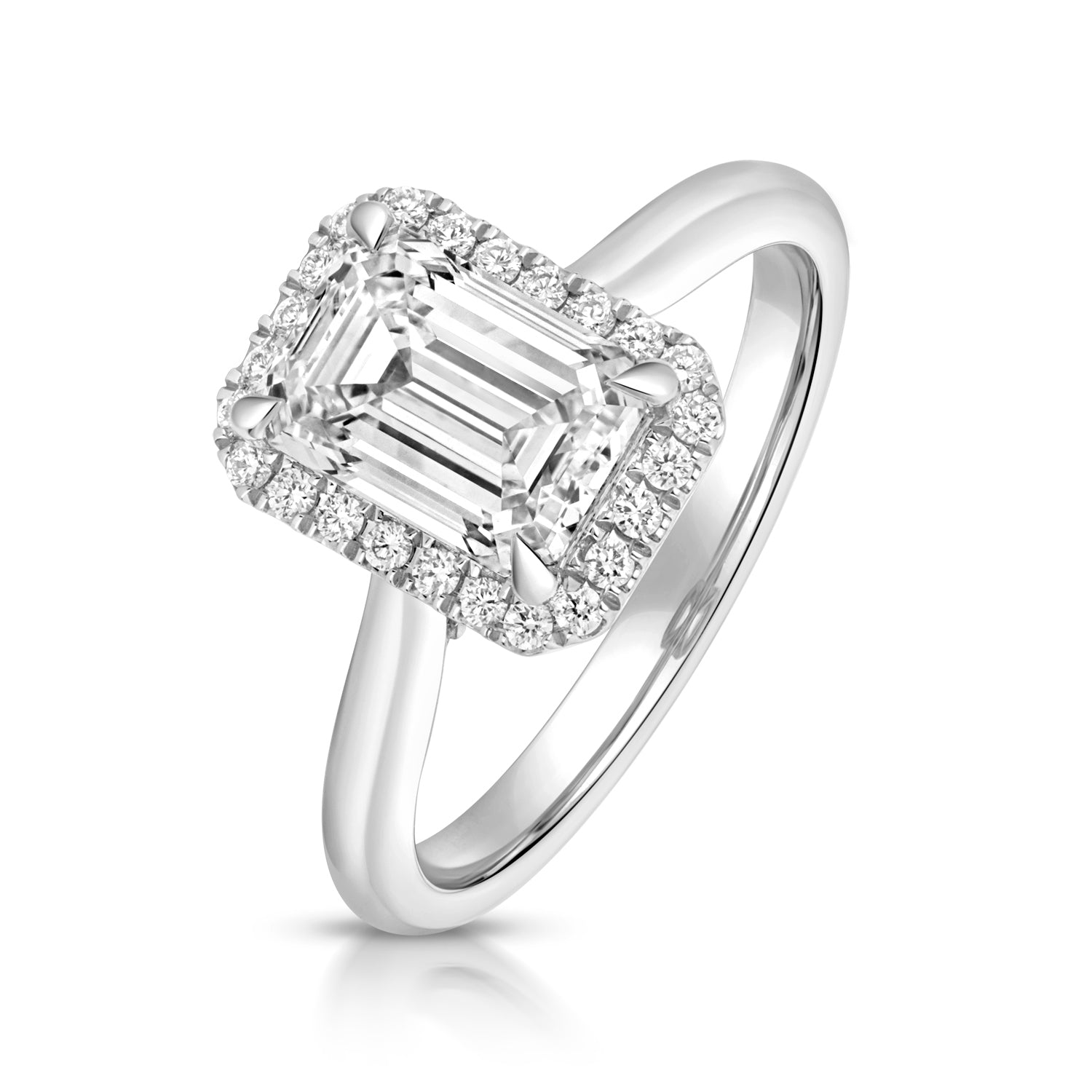 Portman Halo 2.00ct Emerald Cut Lab Grown Diamond Engagement Ring - 18k White Gold