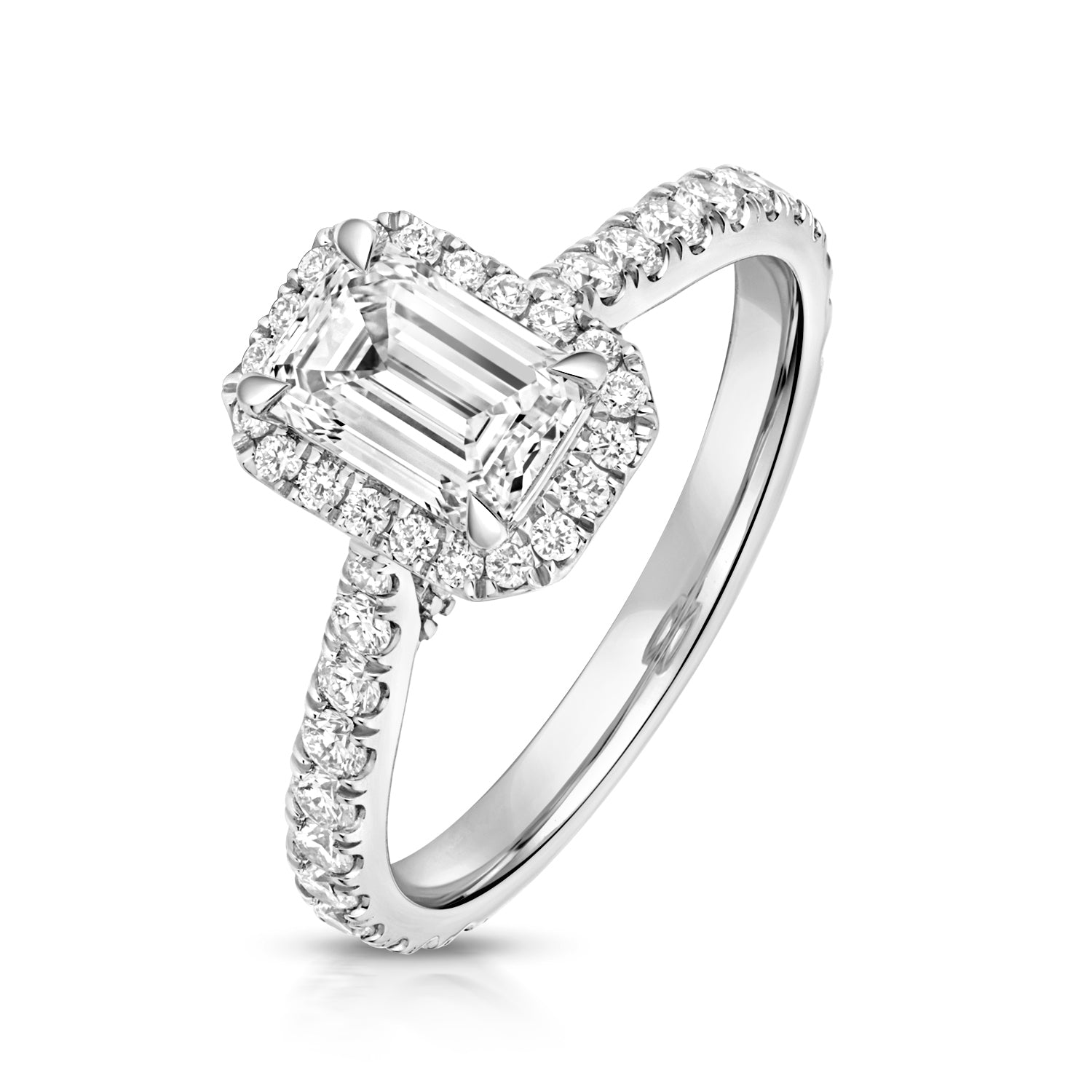 Portman Halo Pavé 1.00ct Emerald Cut Lab Grown Diamond Engagement Ring - Platinum
