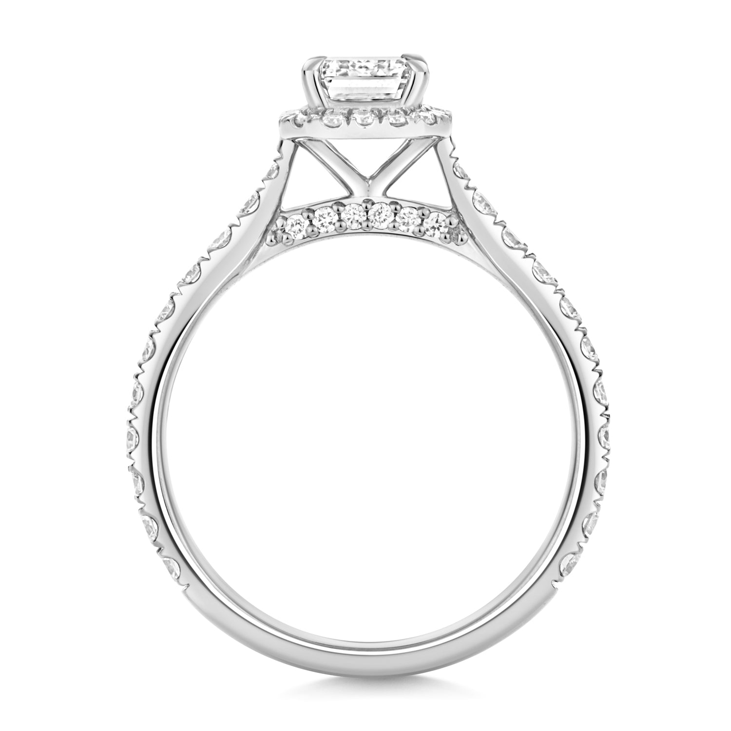 Portman Halo Pavé 1.00ct Emerald Cut Lab Grown Diamond Engagement Ring - Platinum