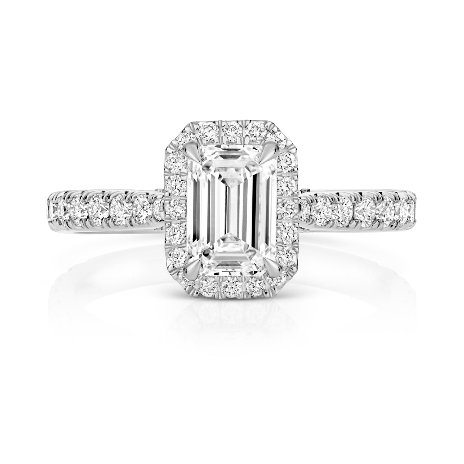 Portman Halo Pavé 1.00ct Emerald Cut Lab Grown Diamond Engagement Ring - Platinum