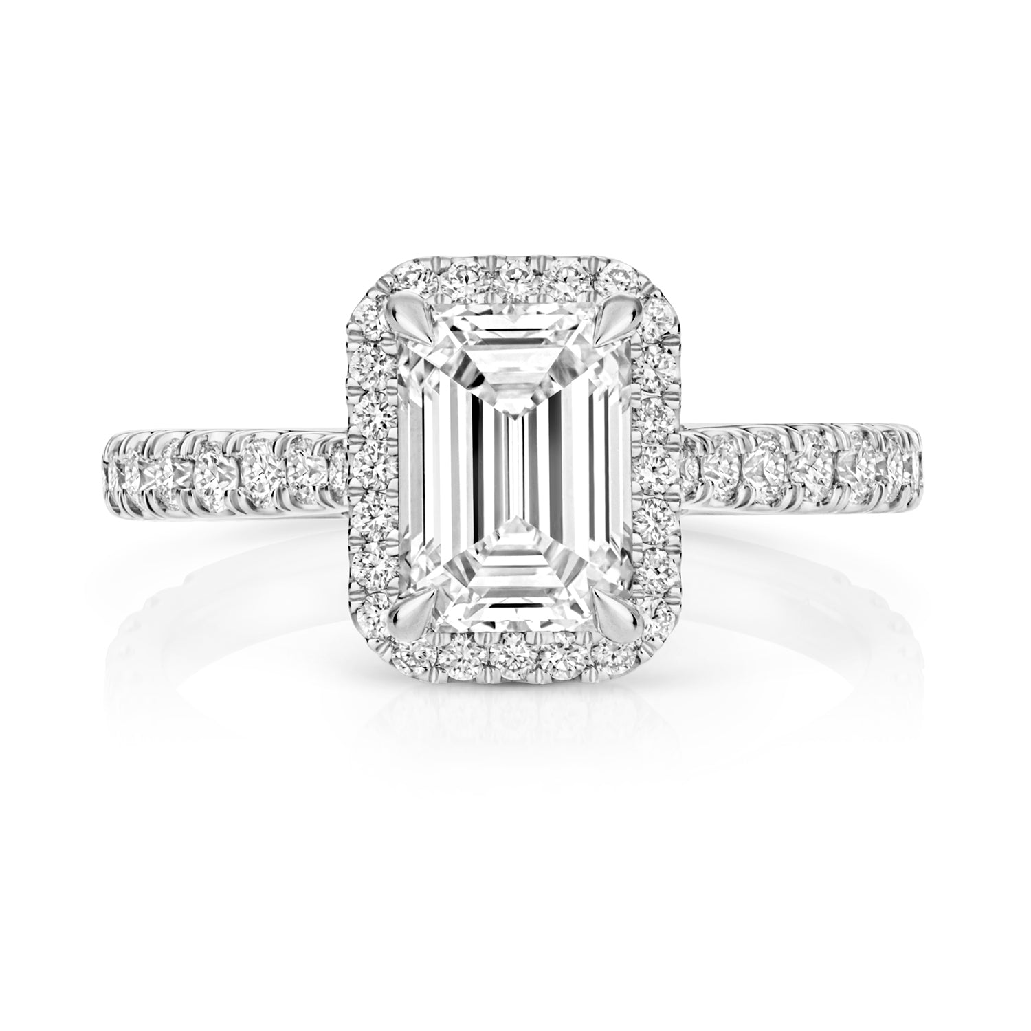 Portman Halo Pavé 1.50ct Emerald Cut Lab Grown Diamond Engagement Ring - 18k White Gold