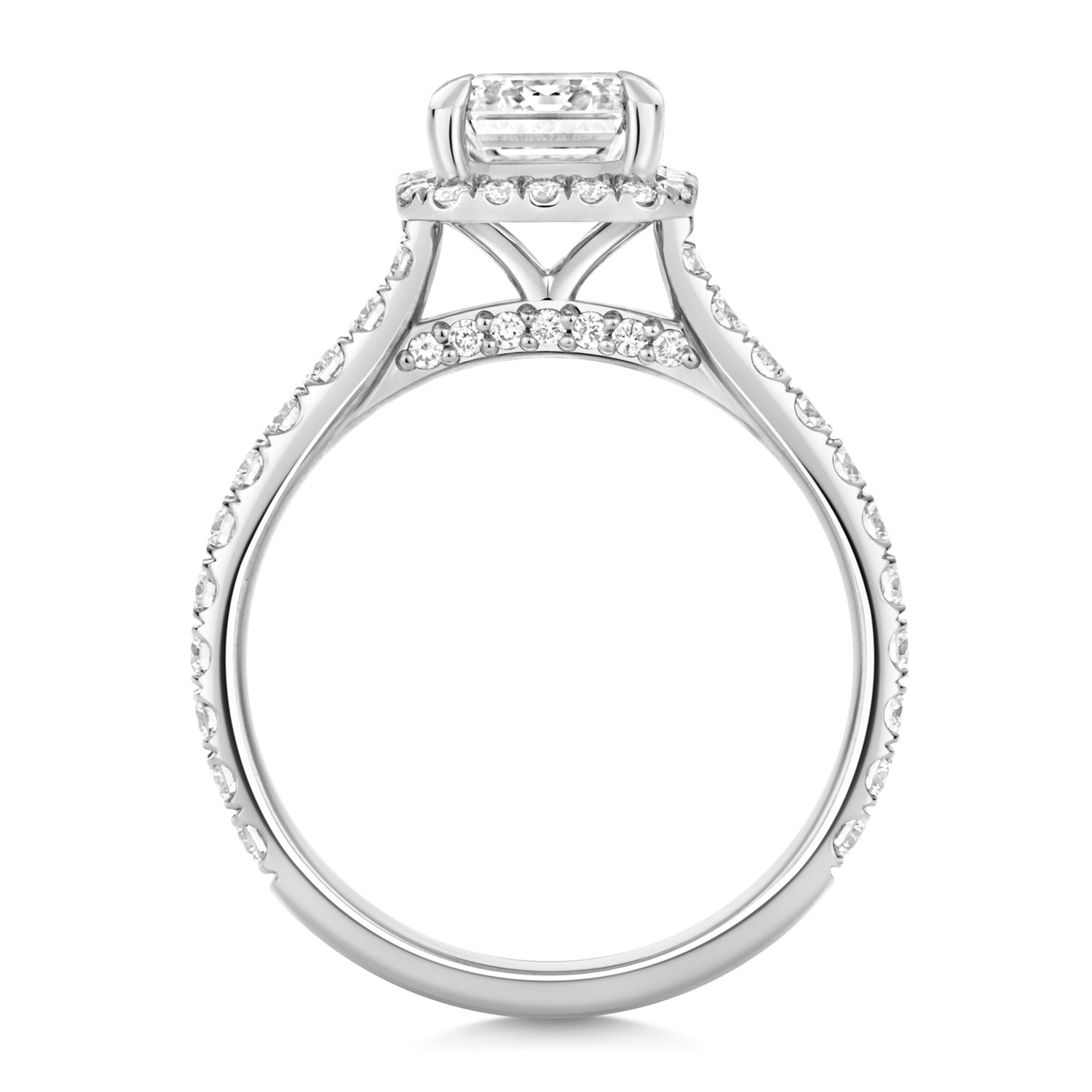 Portman Halo Pavé 2.00ct Emerald Cut Lab Grown Diamond Engagement Ring - Platinum