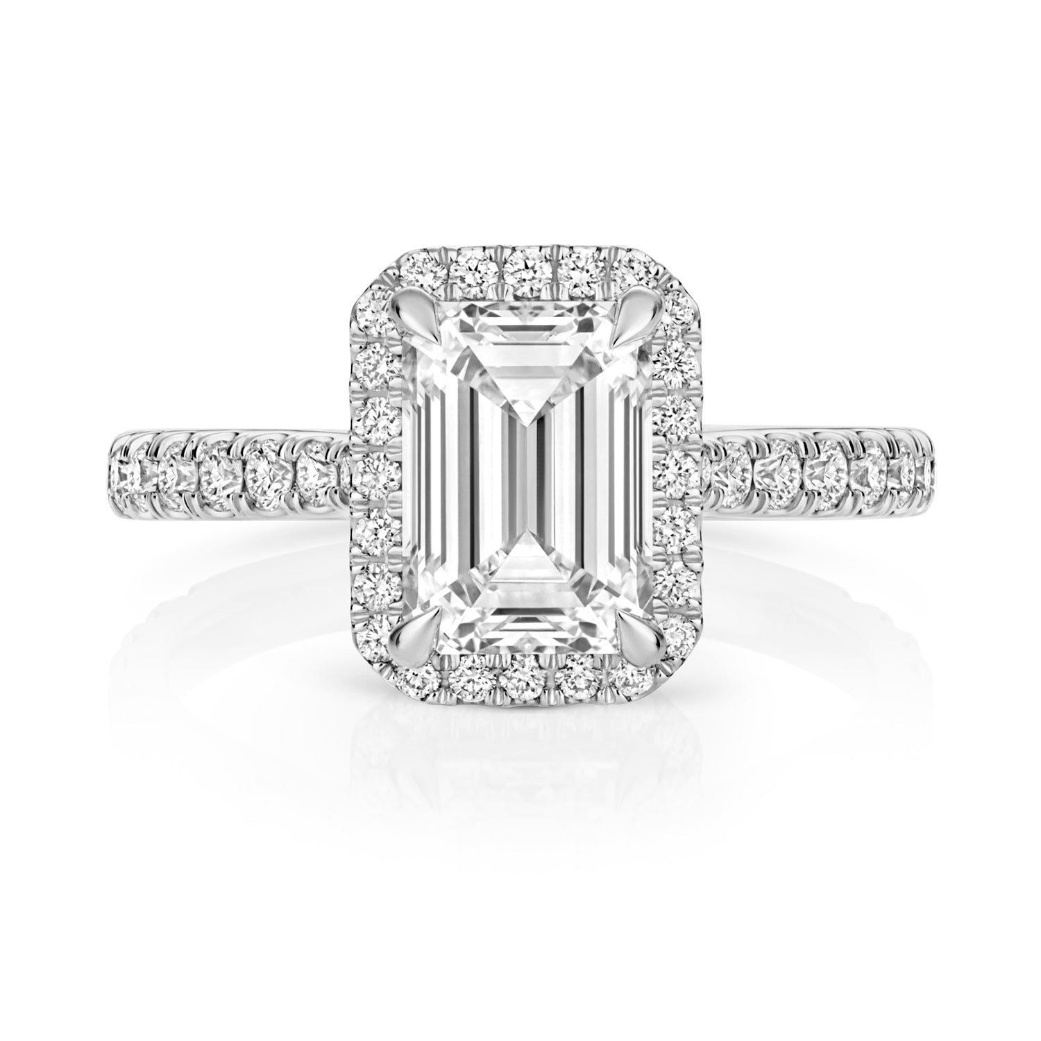 Portman Halo Pavé 2.00ct Emerald Cut Lab Grown Diamond Engagement Ring - Platinum