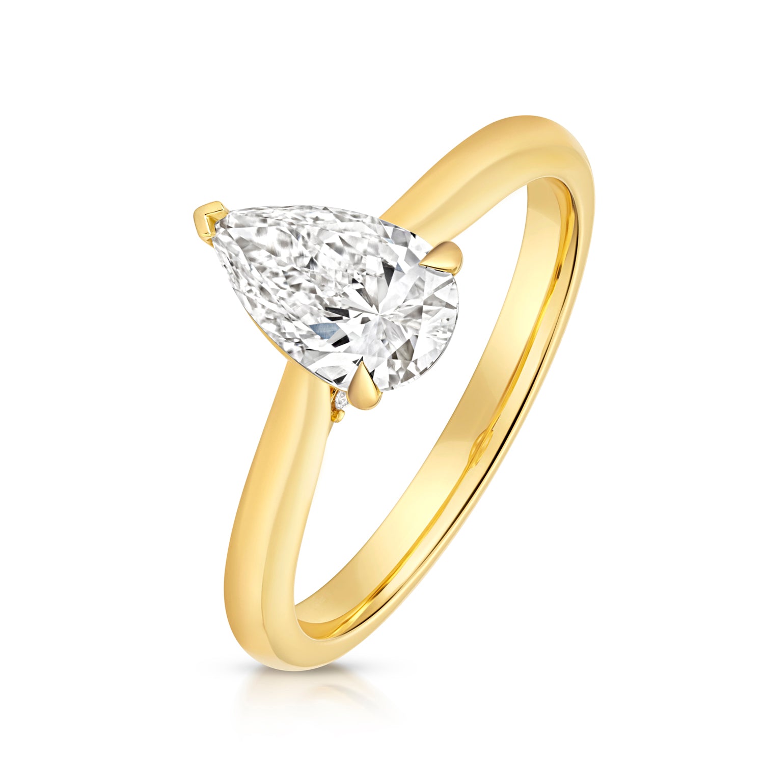 Margot 1.00ct Pear Shape Lab Grown Diamond Engagement Ring - 18k Yellow Gold