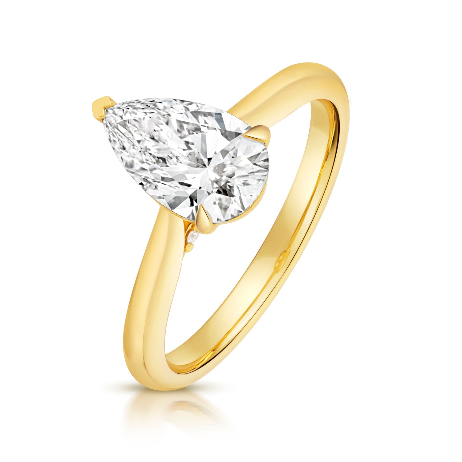 Margot 1.50ct Pear Shape Lab Grown Diamond Engagement Ring - 18k Yellow Gold