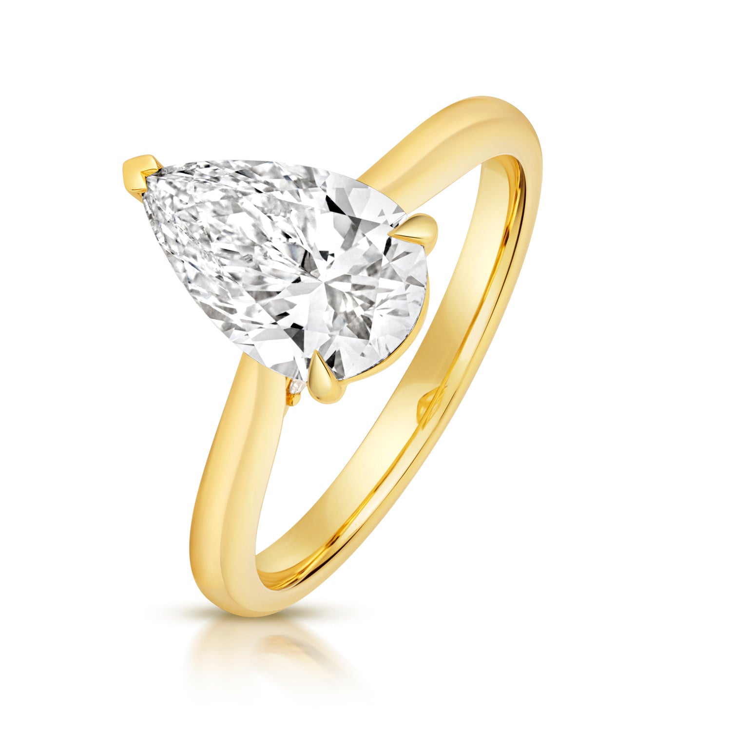 Margot 2.00ct Pear Shape Lab Grown Diamond Engagement Ring - 18k Yellow Gold