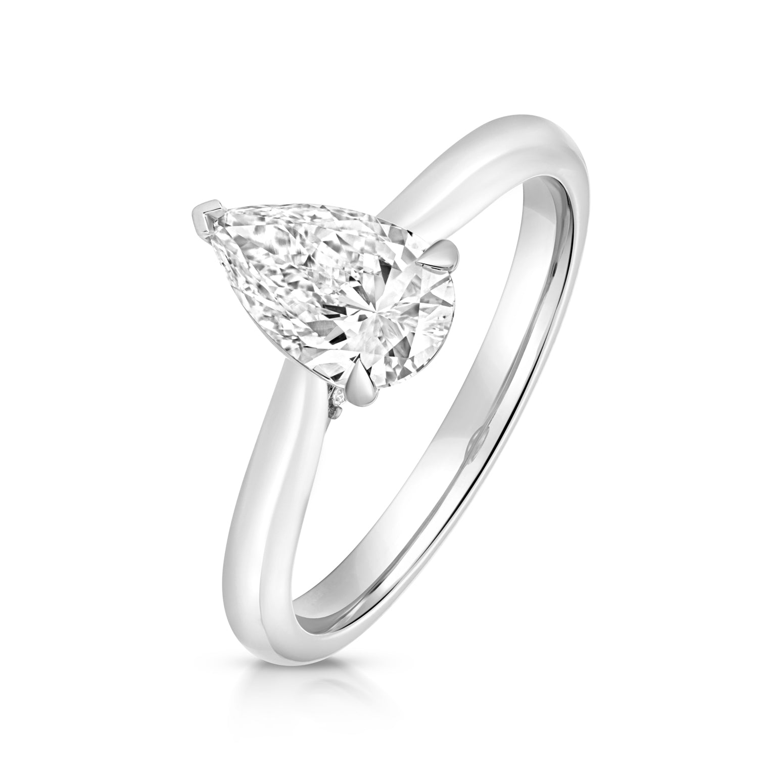 Margot 1.00ct Pear Shape Lab Grown Diamond Engagement Ring - 18k White Gold