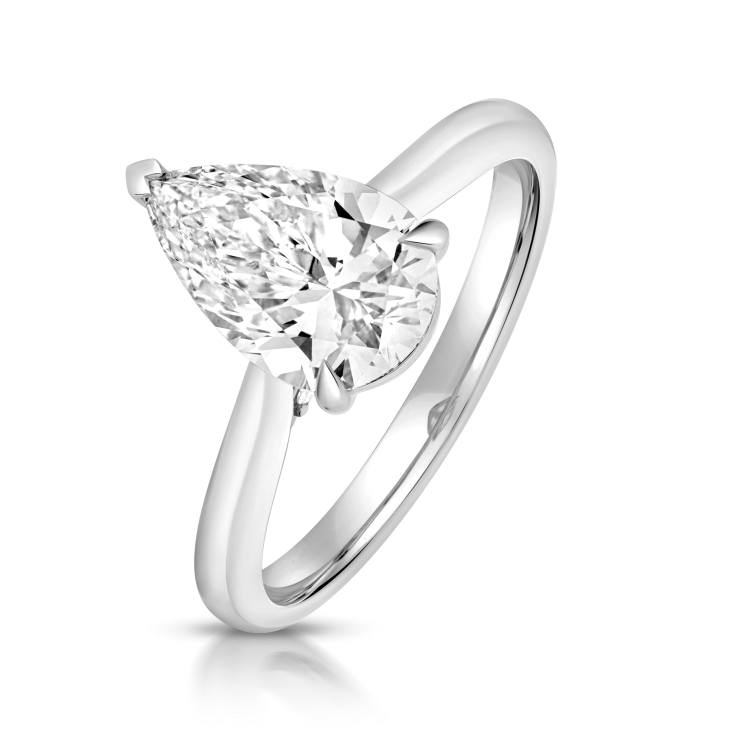 Margot 2.00ct Pear Shape Lab Grown Diamond Engagement Ring - 18k White Gold