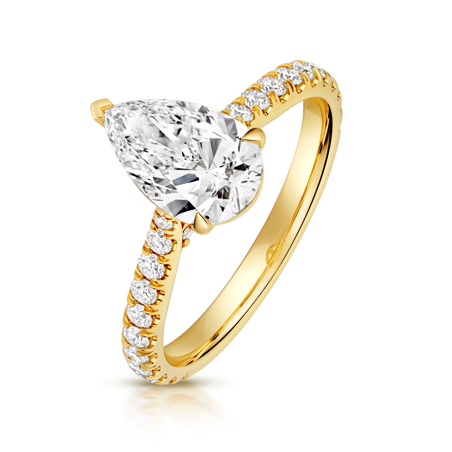 Margot Pavé 1.50ct Pear Shape Lab Grown Diamond Engagement Ring - 18k Yellow Gold