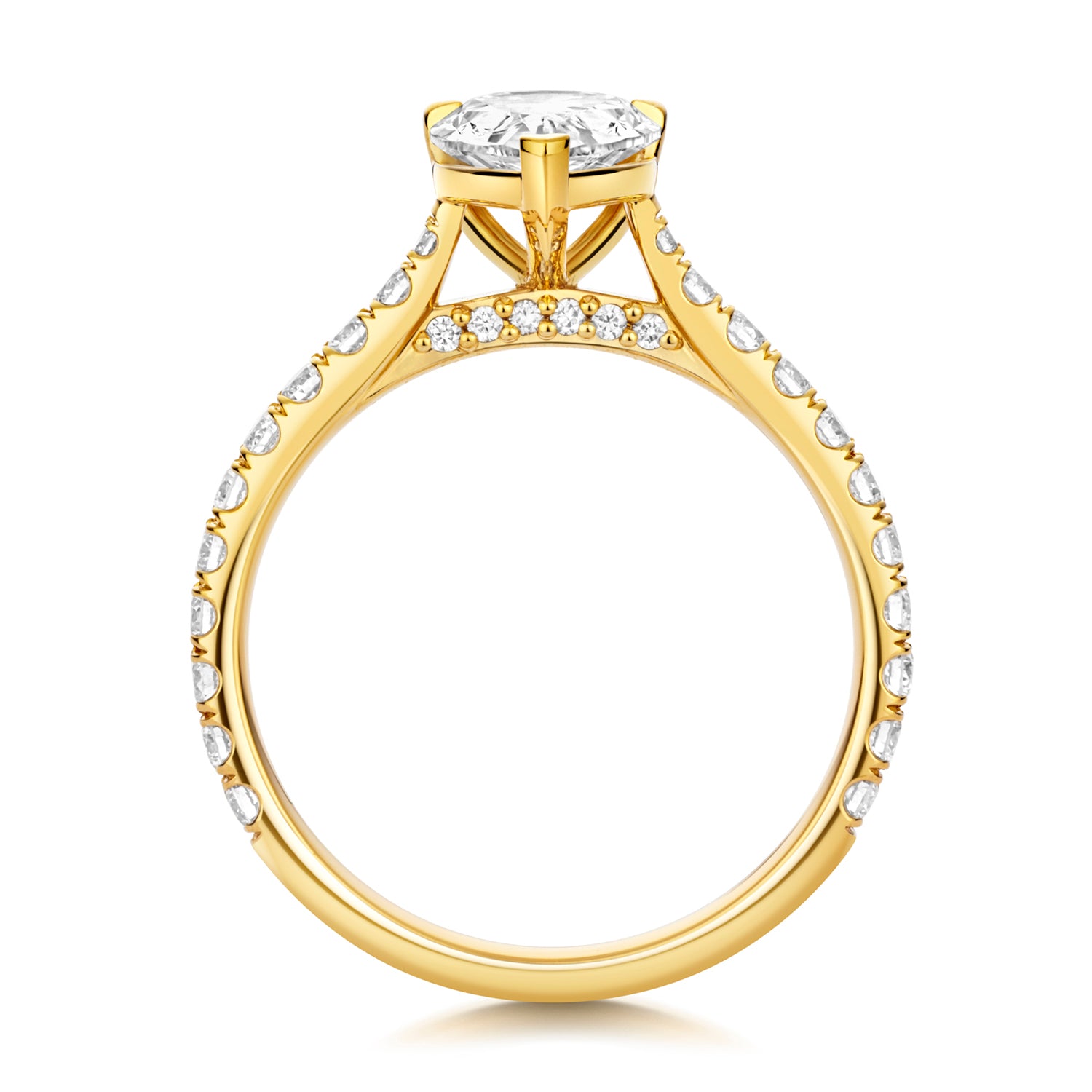 Margot Pavé 1.50ct Pear Shape Lab Grown Diamond Engagement Ring - 18k Yellow Gold