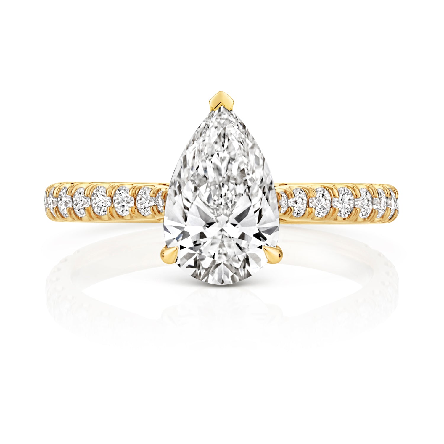 Margot Pavé 1.50ct Pear Shape Lab Grown Diamond Engagement Ring - 18k Yellow Gold