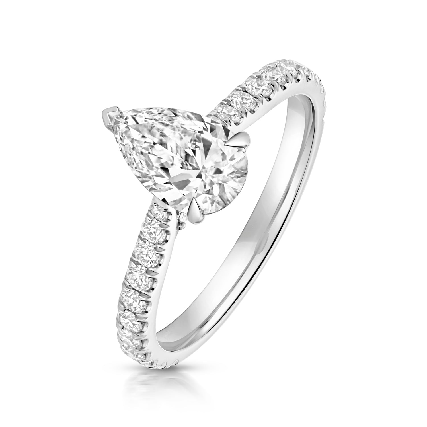 Margot Pavé 1.00ct Pear Shape Lab Grown Diamond Engagement Ring - Platinum
