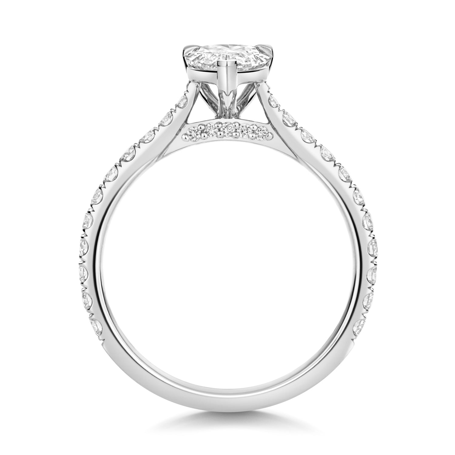 Margot Pavé 1.00ct Pear Shape Lab Grown Diamond Engagement Ring - Platinum