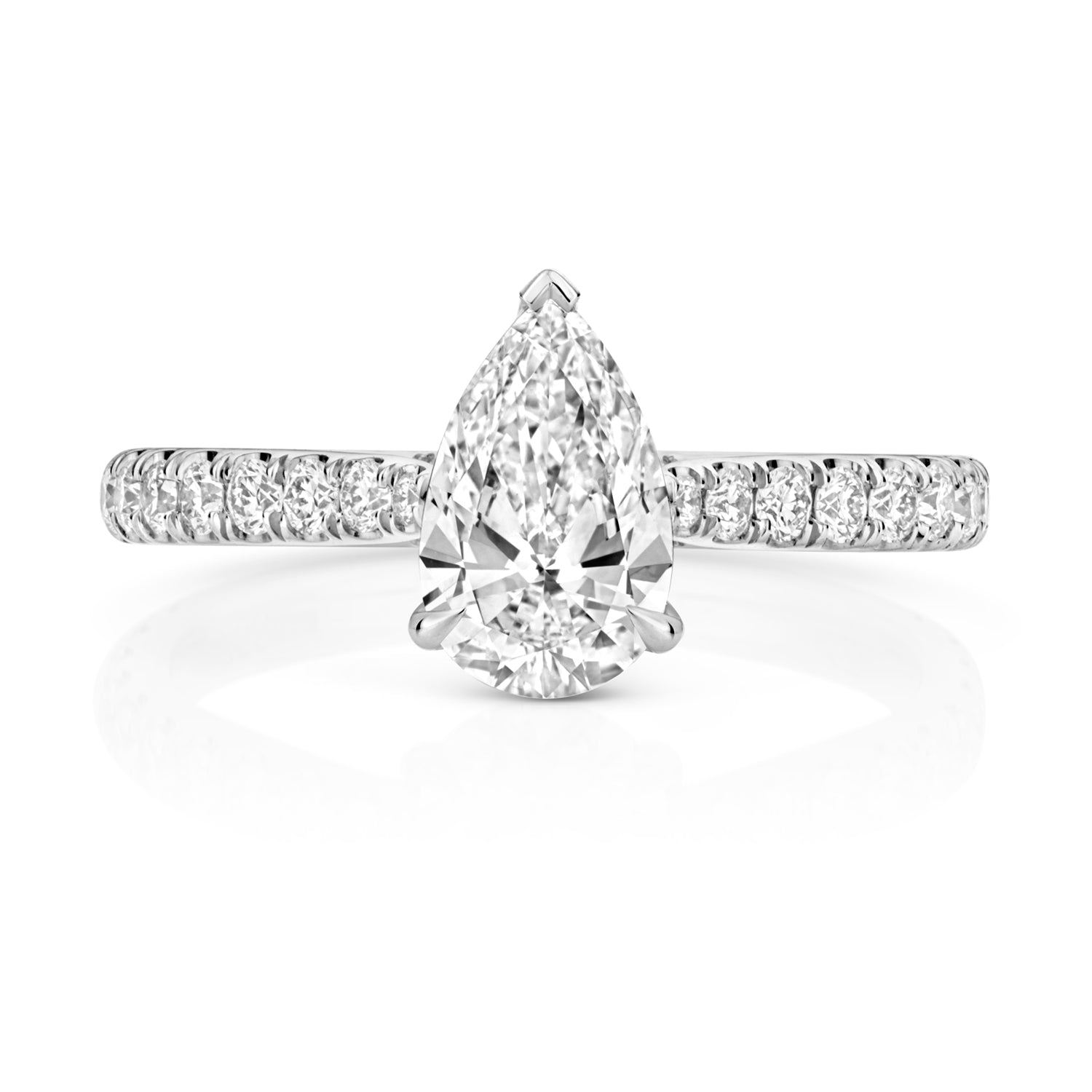 Margot Pavé 1.00ct Pear Shape Lab Grown Diamond Engagement Ring - Platinum