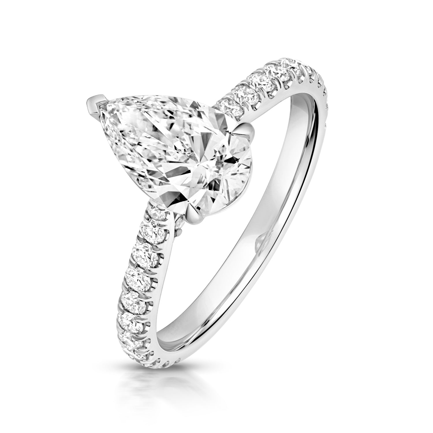 Margot Pavé 1.50ct Pear Shape Lab Grown Diamond Engagement Ring - 18k White Gold