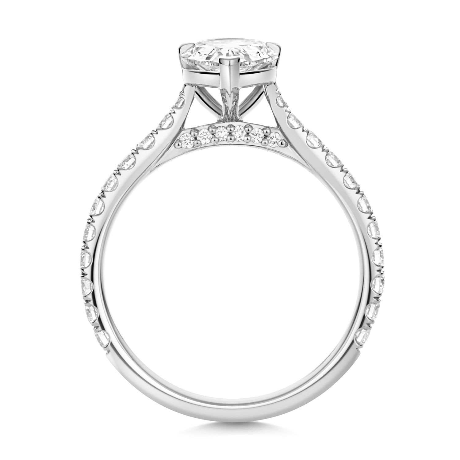 Margot Pavé 1.50ct Pear Shape Lab Grown Diamond Engagement Ring - 18k White Gold