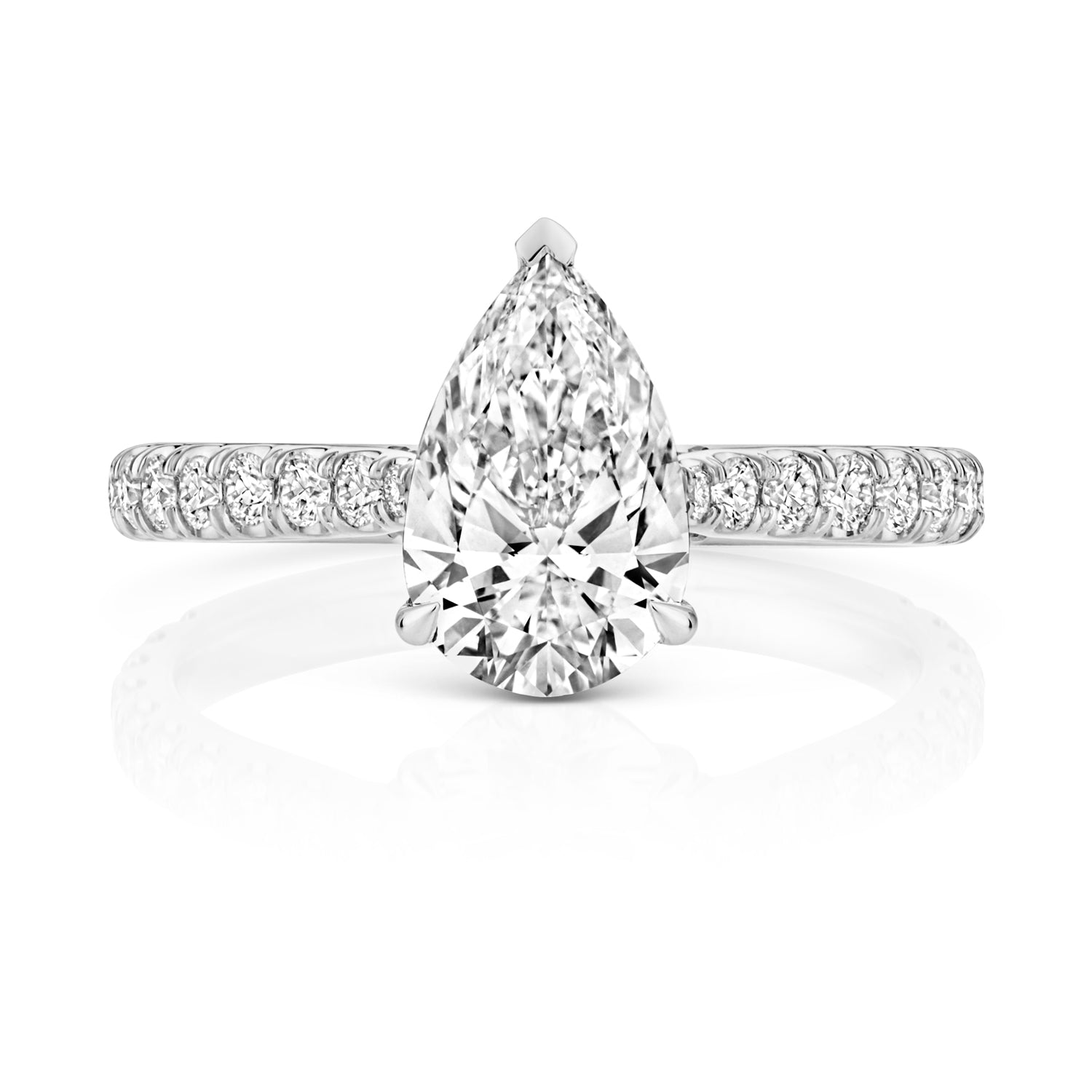 Margot Pavé 1.50ct Pear Shape Lab Grown Diamond Engagement Ring - 18k White Gold