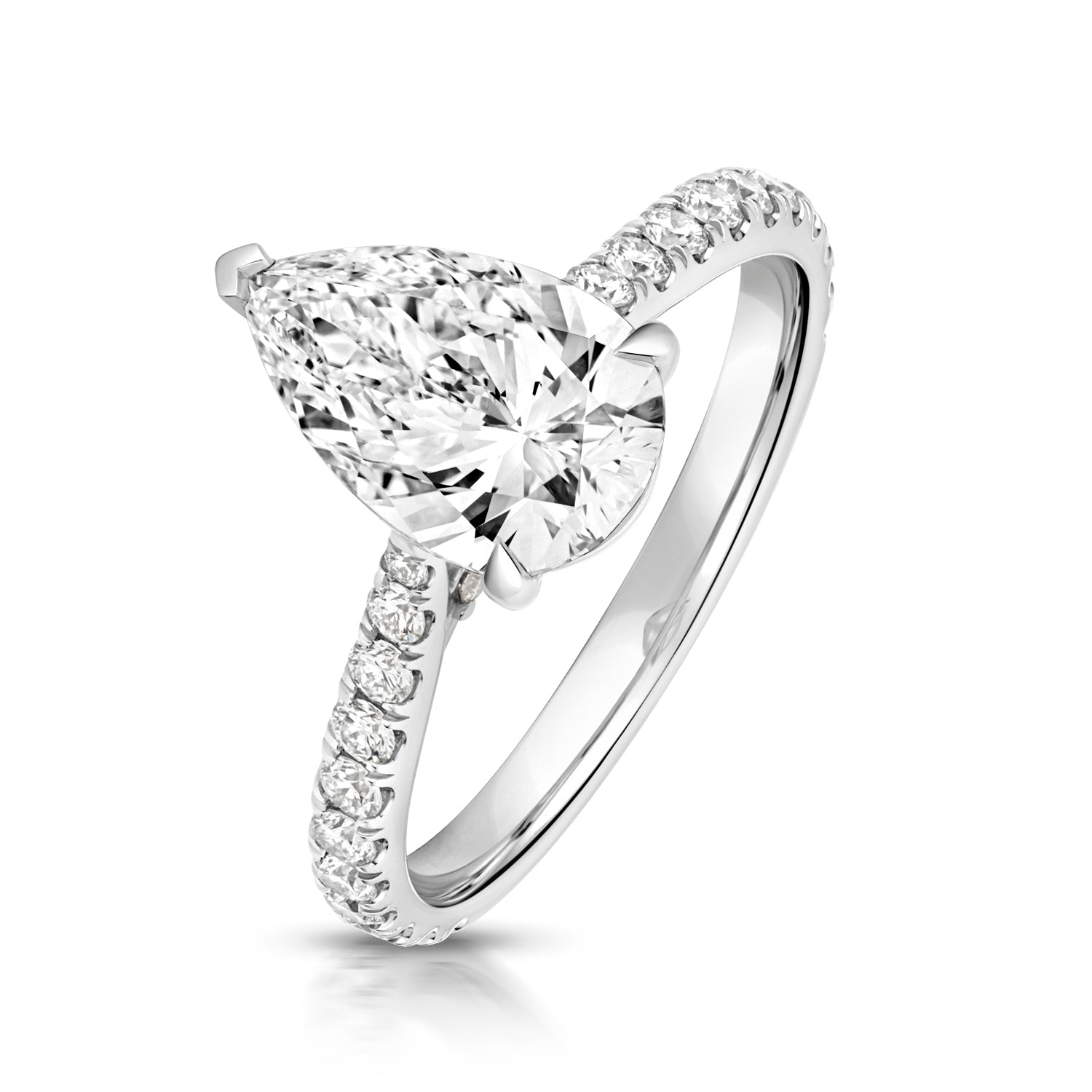 Margot Pavé 2.00ct Pear Shape Lab Grown Diamond Engagement Ring - 18k White Gold