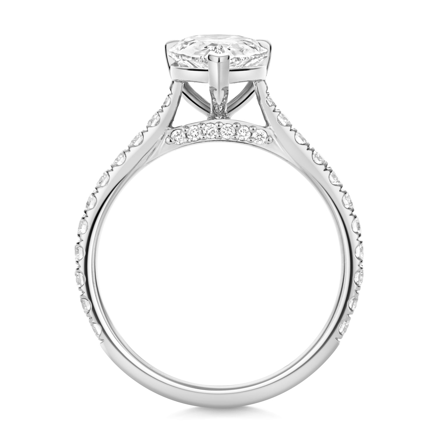 Margot Pavé 2.00ct Pear Shape Lab Grown Diamond Engagement Ring - 18k White Gold